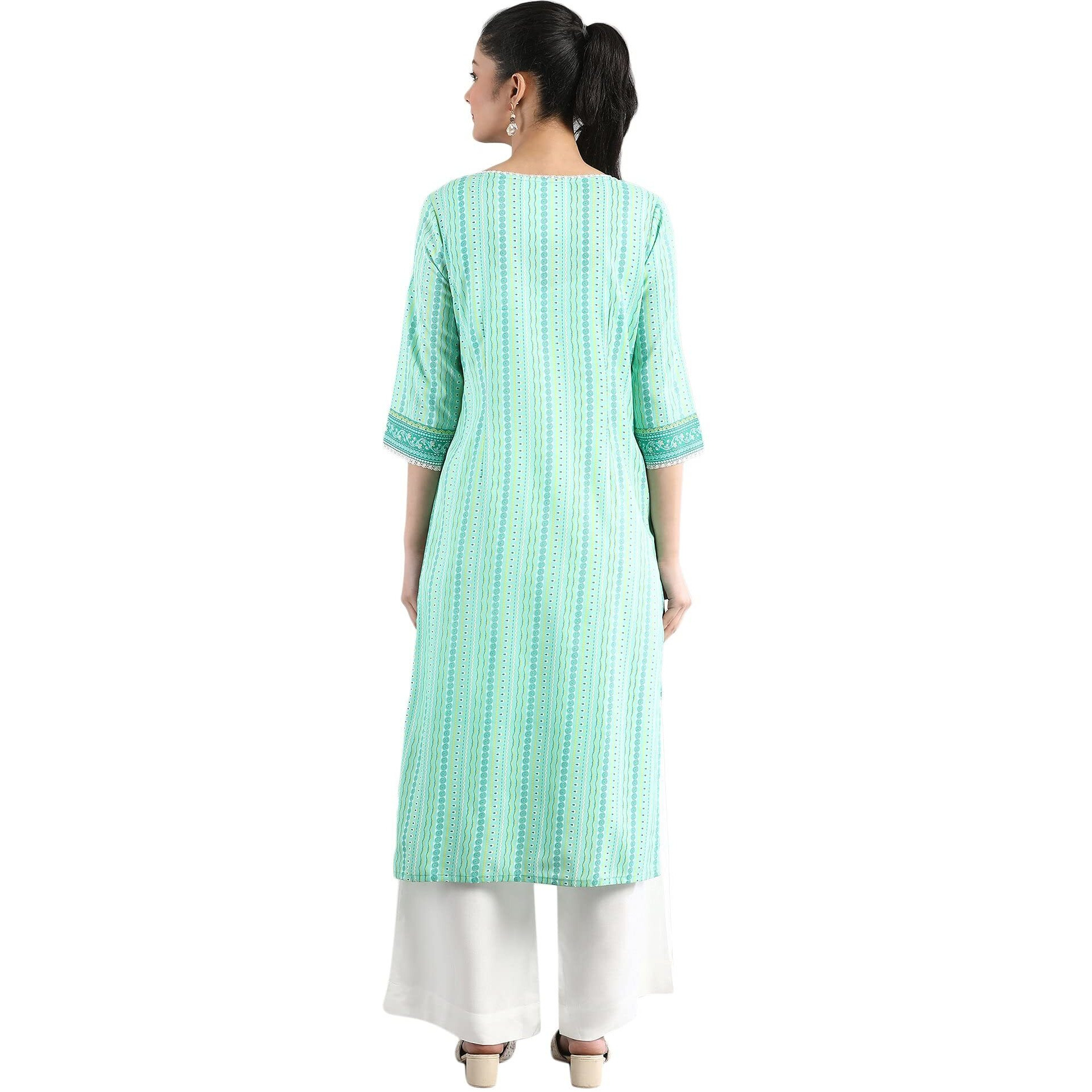 Aurelia Women's Viscose Regular Kurta (21Fea12248-502900_Green_Xs)