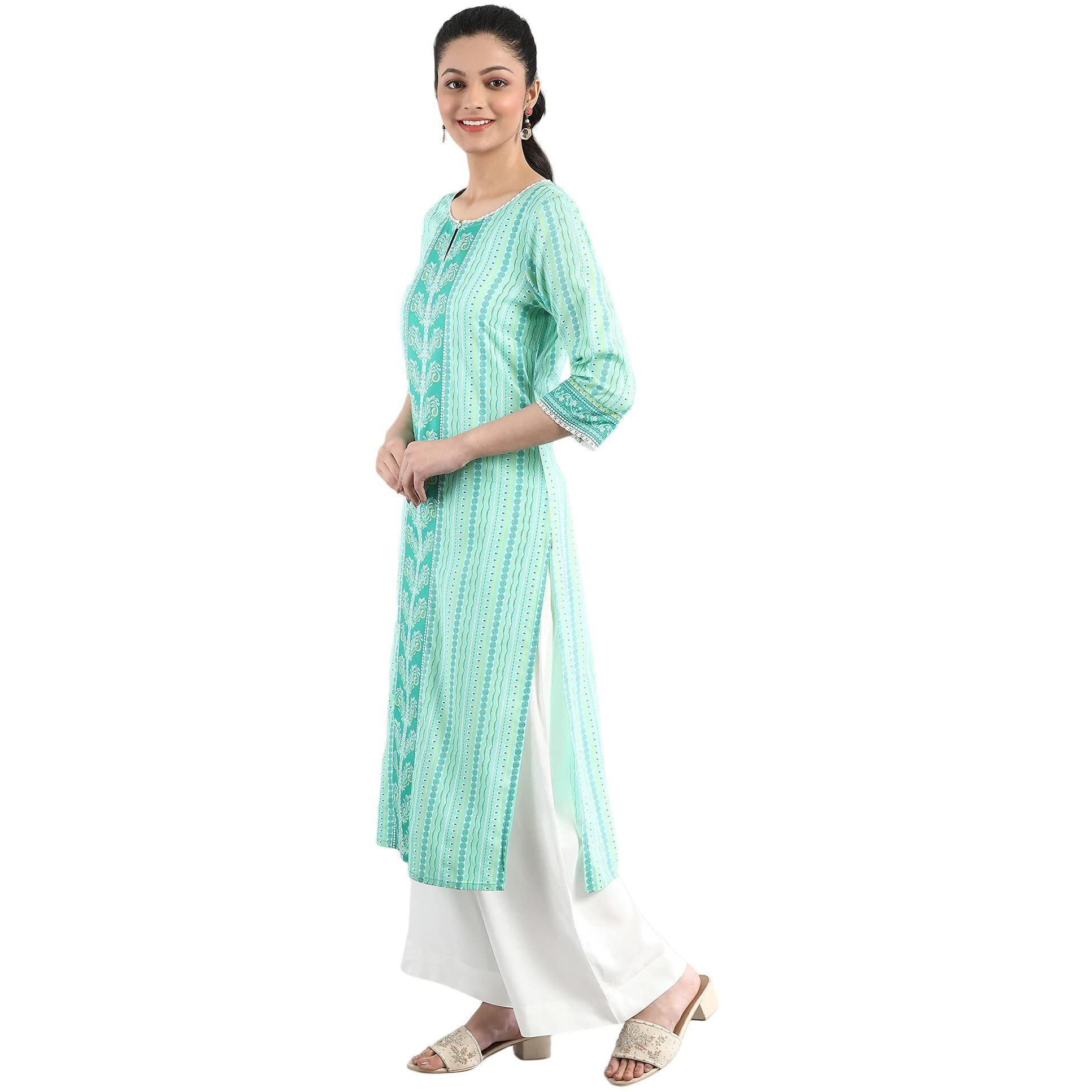 Aurelia Women's Viscose Regular Kurta (21Fea12248-502900_Green_Xs)