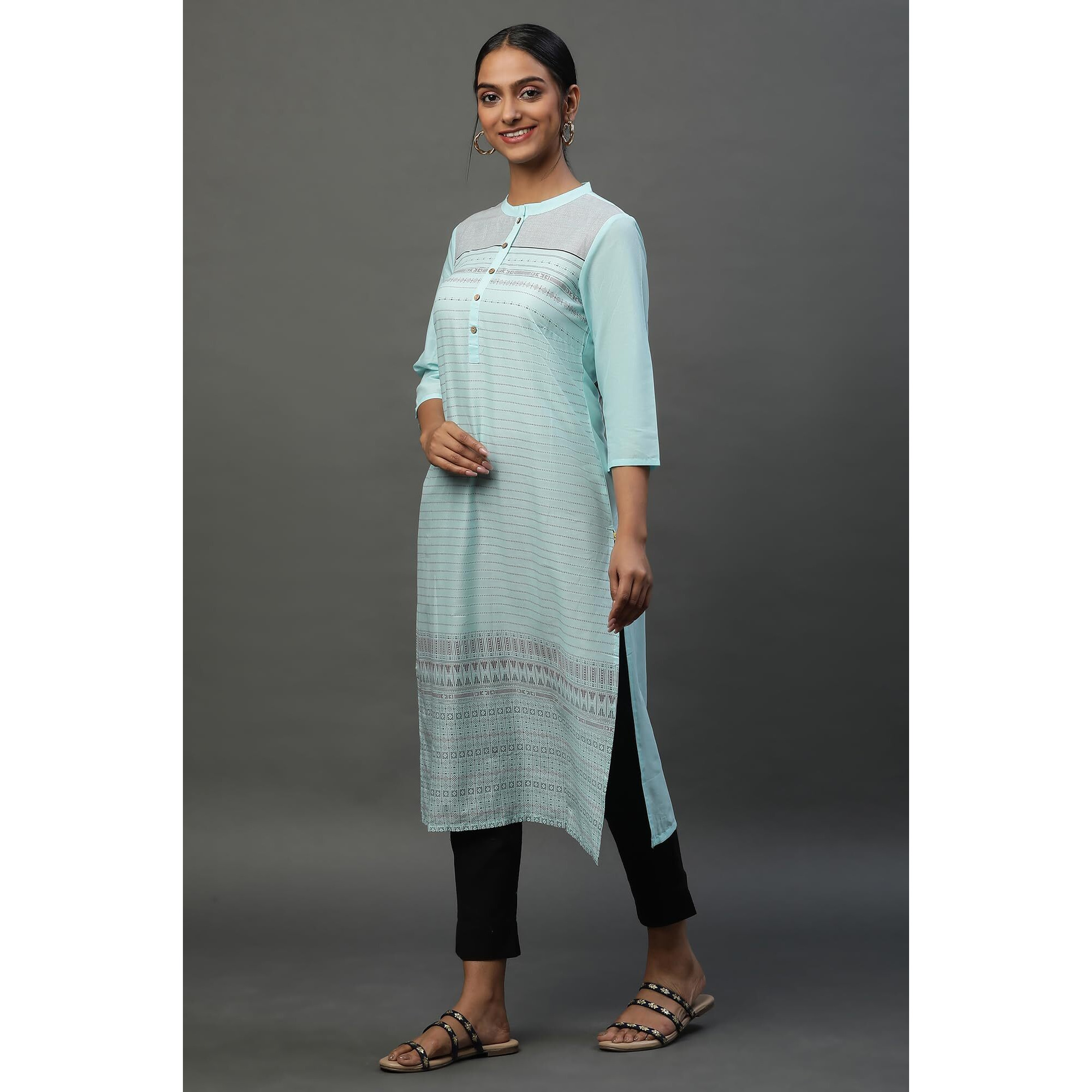 Aurelia Women's Cotton Regular Kurta (21Cra12089R_Blue