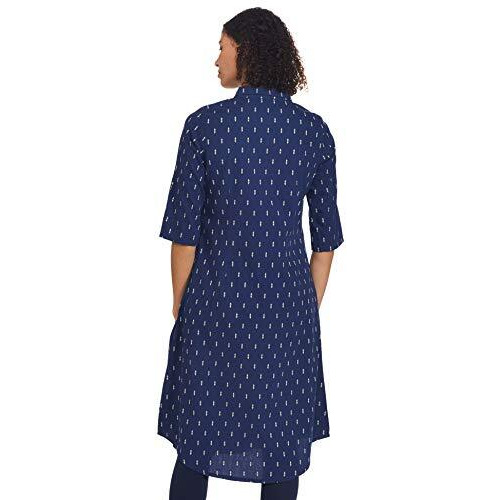 Aurelia Women's Cotton A-Line Kurta (20Fea11505-700061_ Blue_ Medium)