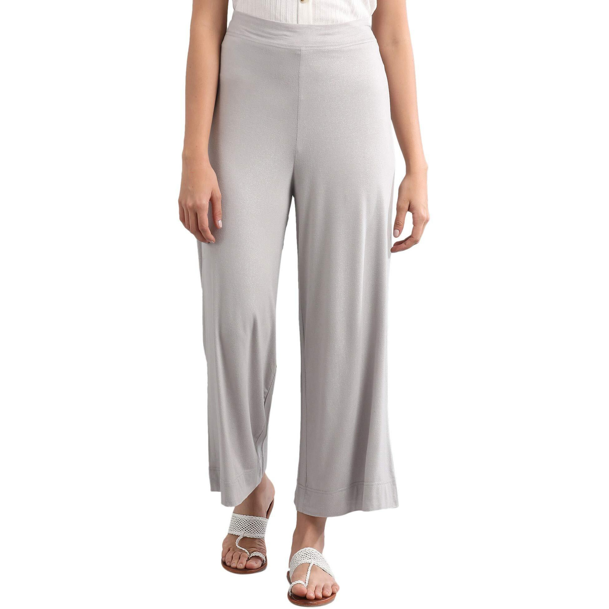 Aurelia Women's Crepe Palazzo Bottom (20Fea60005-501761_ Silver_ Small)
