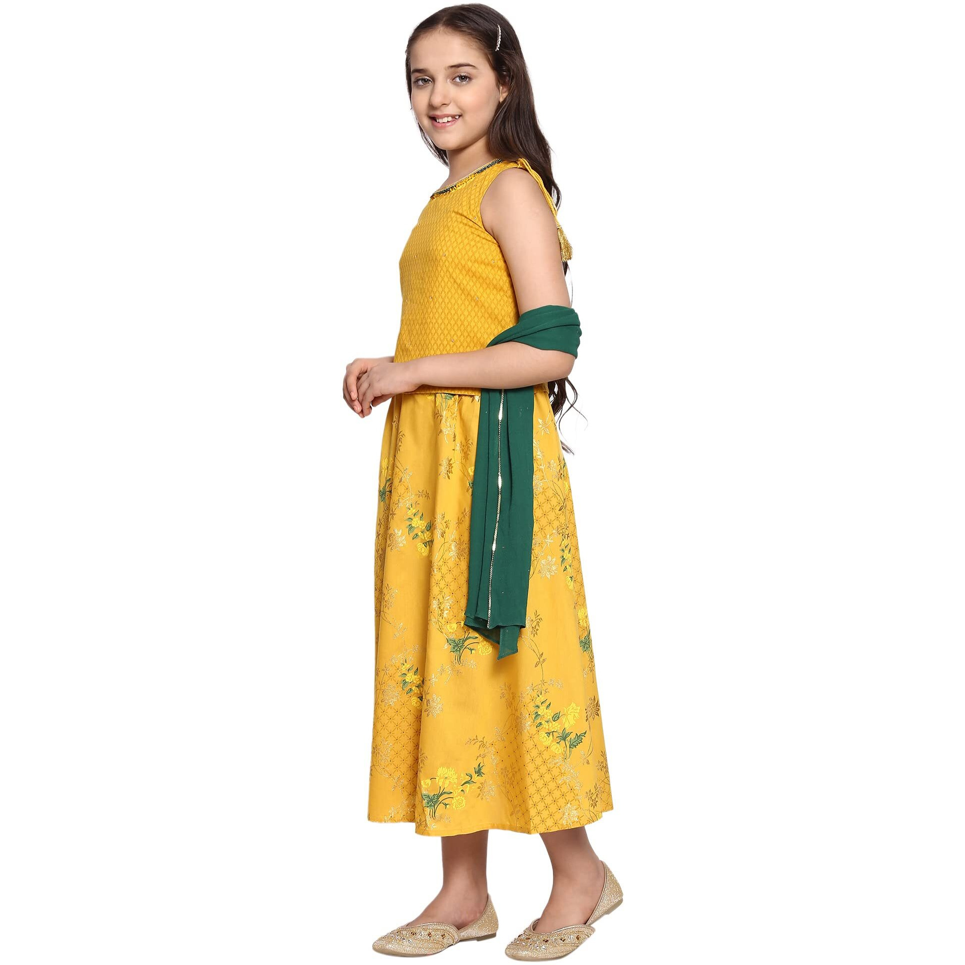 Yellow Top-Skirt-Dupatta Girls Set
