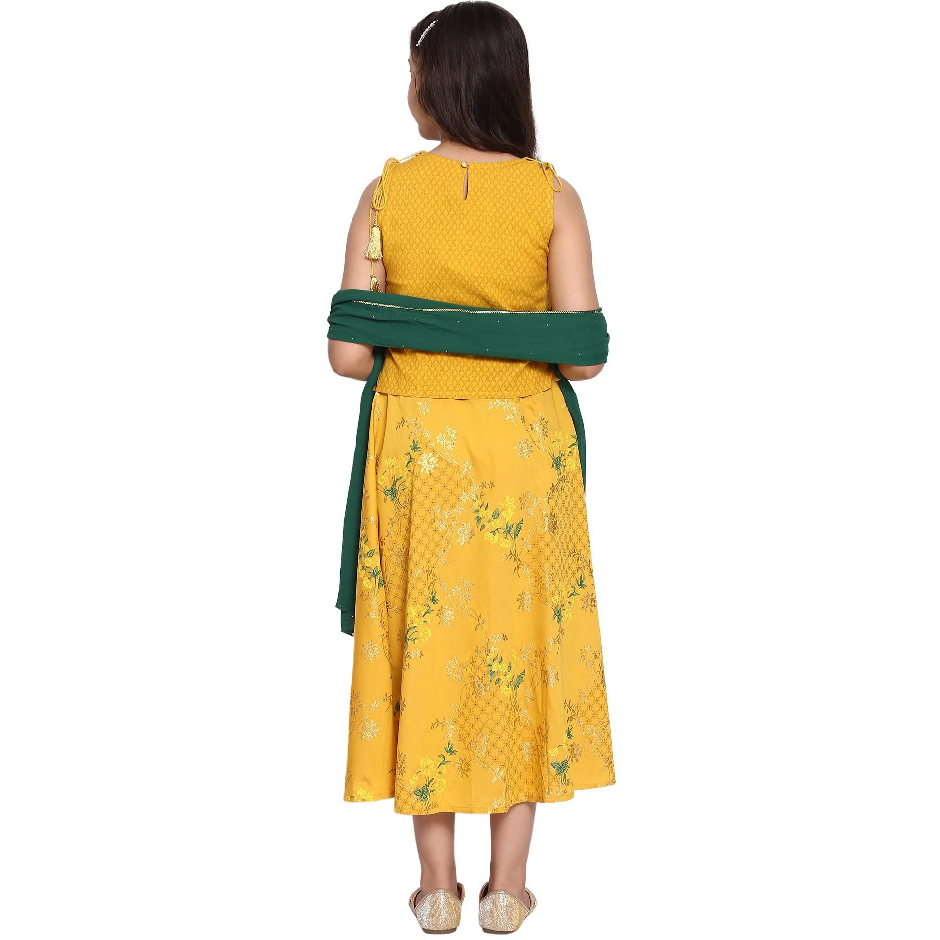 Yellow Top-Skirt-Dupatta Girls Set
