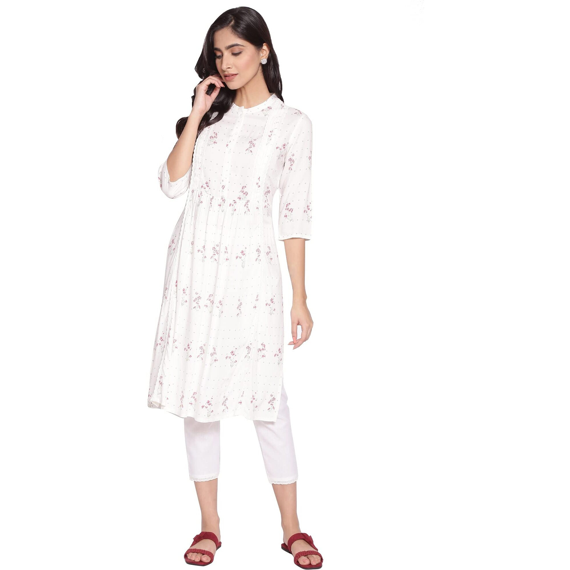 W For Woman Women's Viscose Regular Kurta (21Auw15927-116069_Beige_8)
