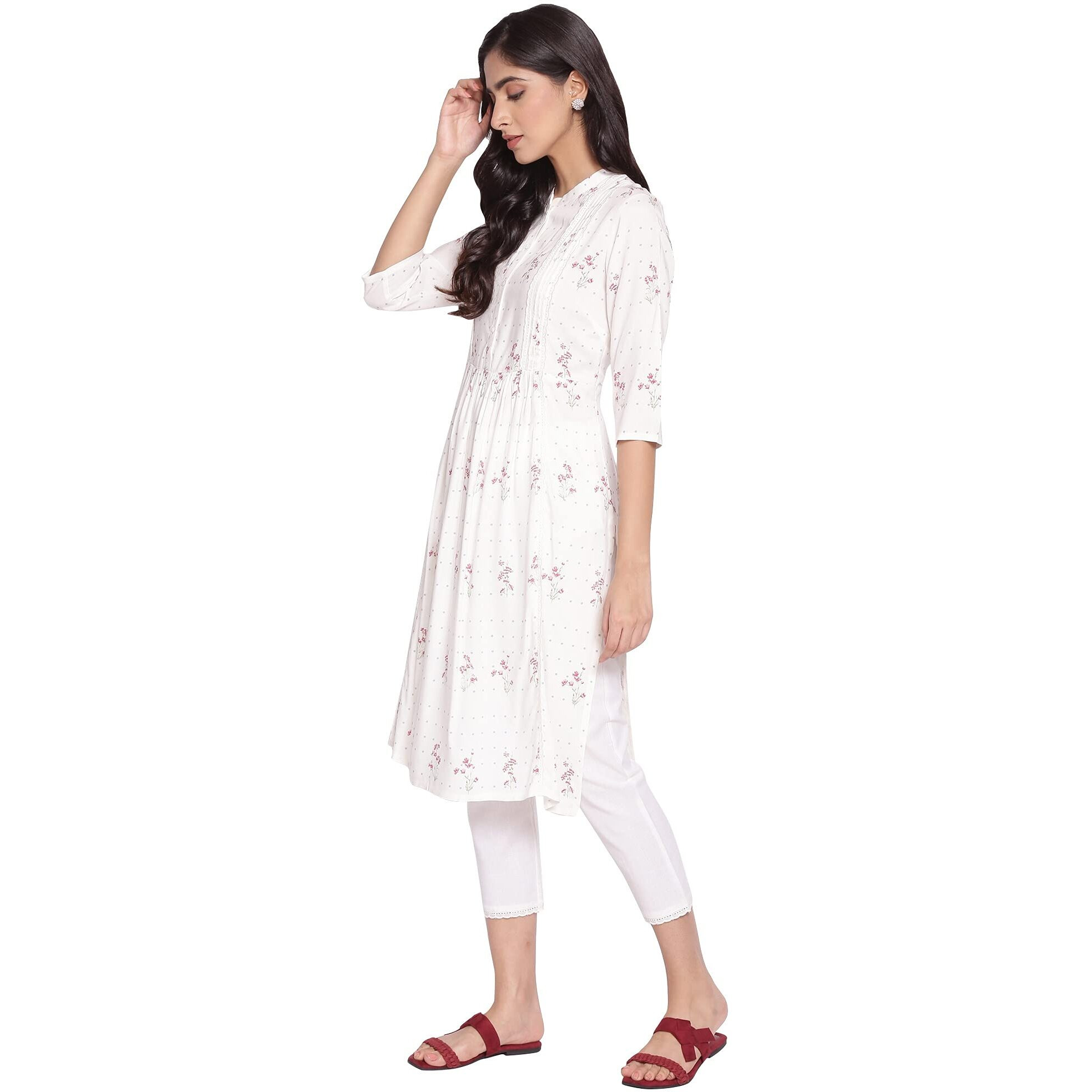 W For Woman Women's Viscose Regular Kurta (21Auw15927-116069_Beige_8)