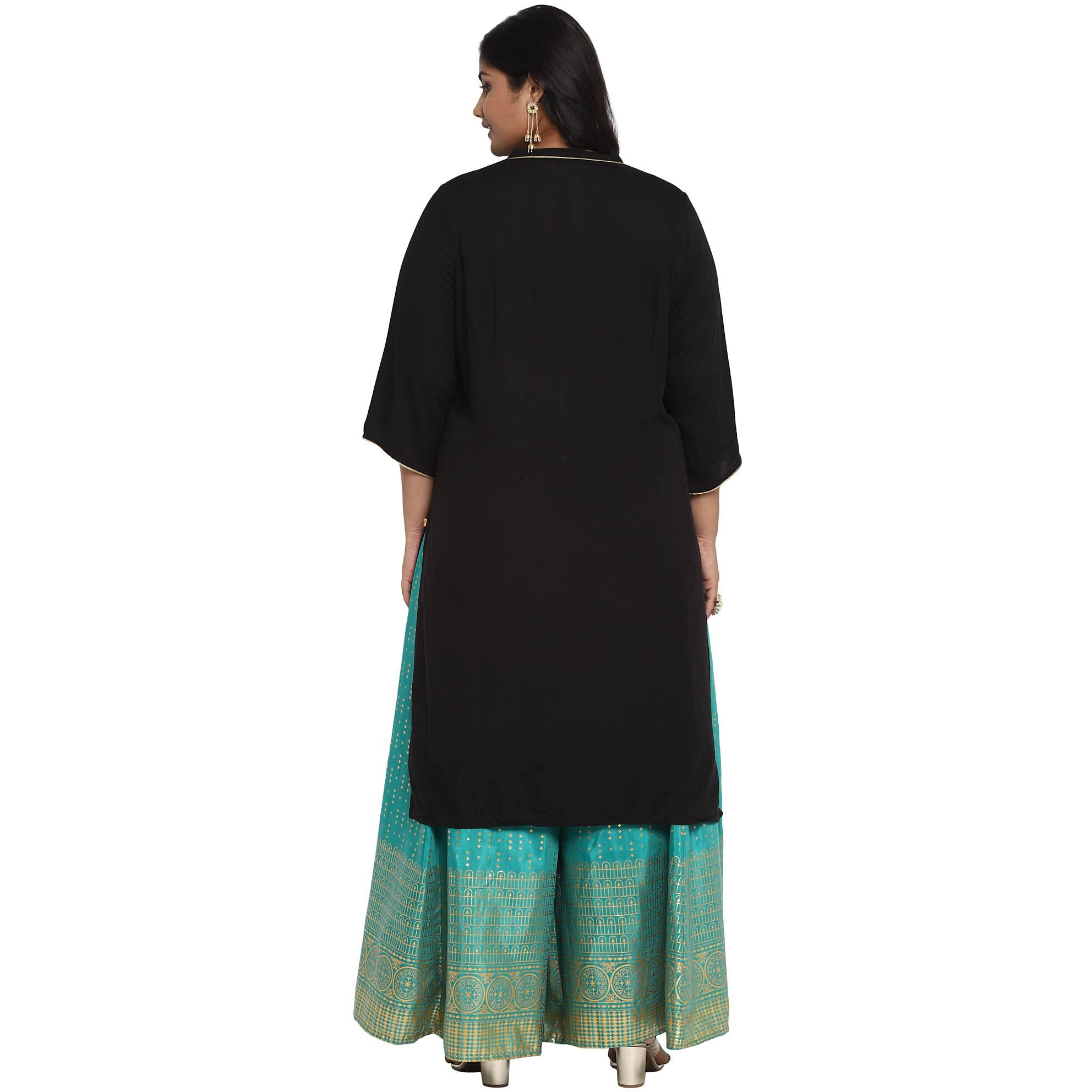 Aurelia Women's Viscose Regular Kurta (21Aua12404-602936_Black_S)
