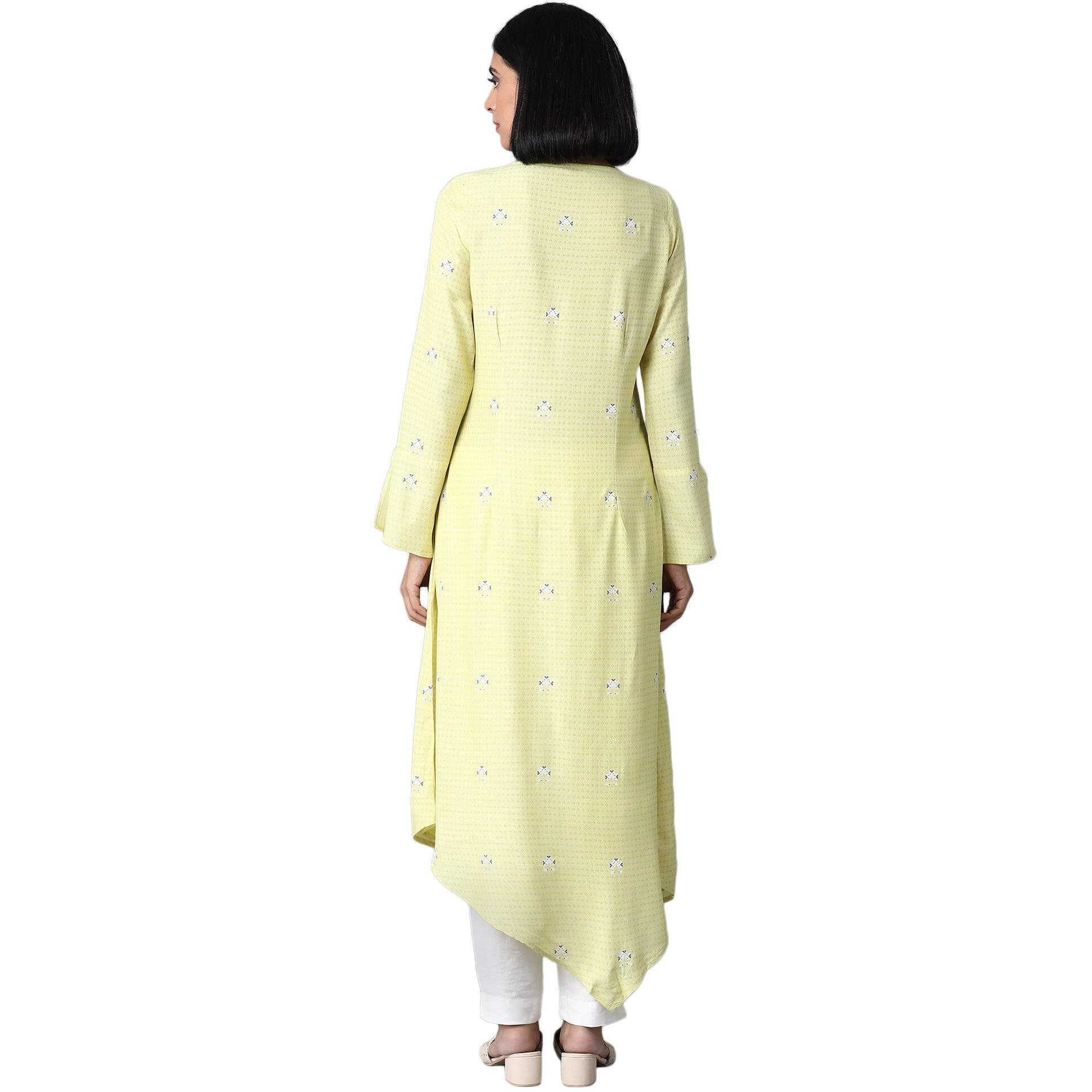 W For Woman Light Yellow Printed Kurta_20Few13933L-115124_2Xl
