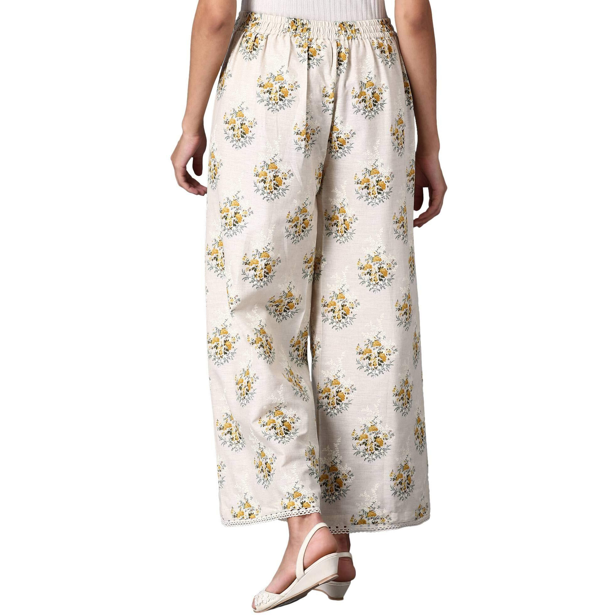 W For Woman Women's Cotton Parallel Bottom (20Few60897-113957_Yellow_16 (Xx-Large))
