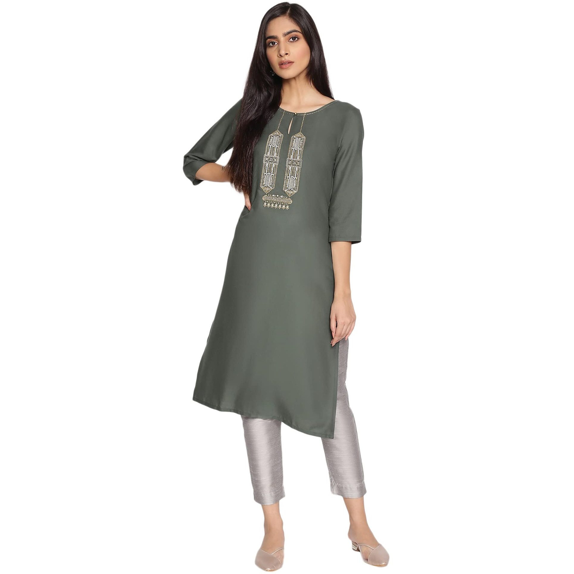 W For Woman Green Light Festive Kurta_21Auw13894-214957_S