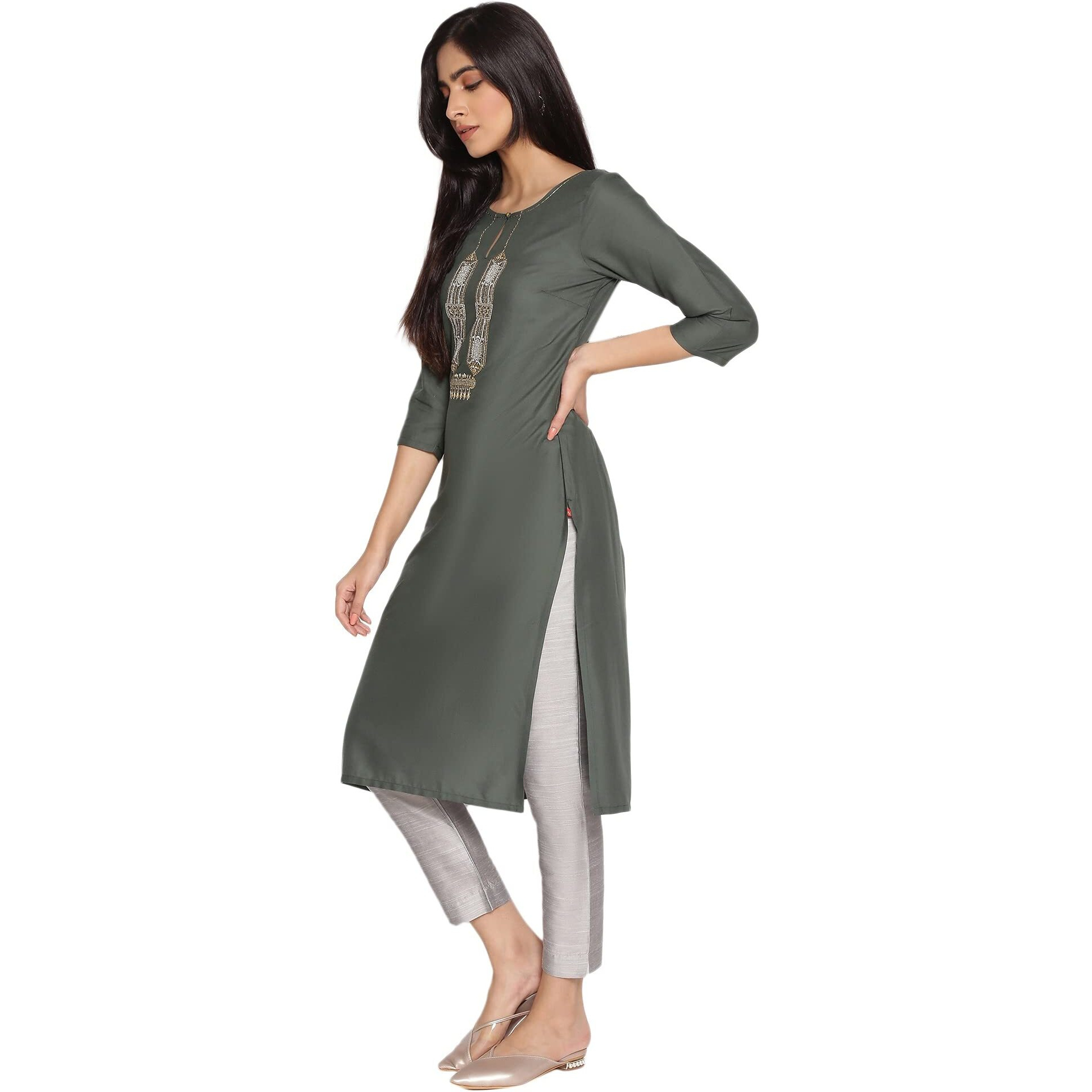 W For Woman Green Light Festive Kurta_21Auw13894-214957_S
