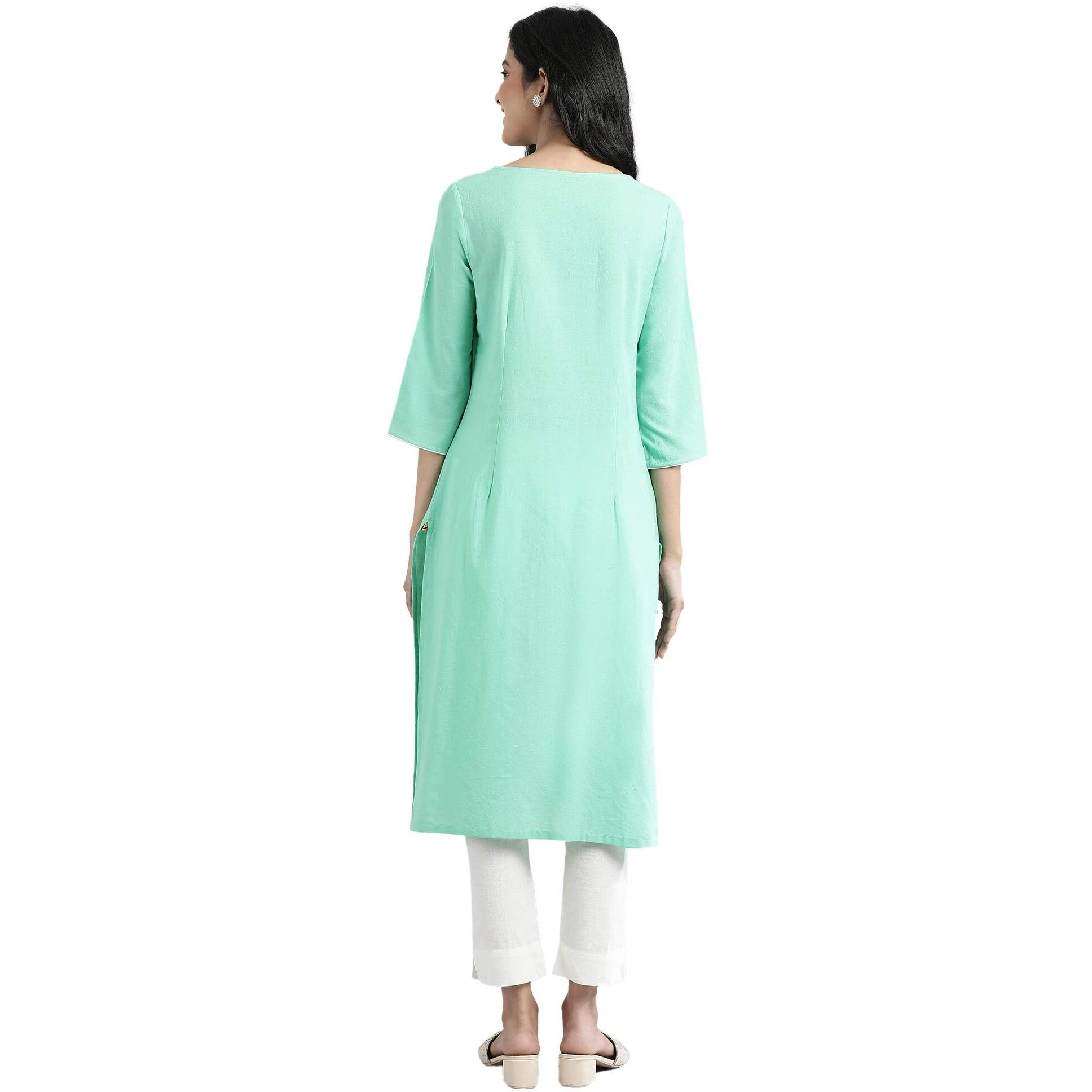 Aurelia Women's Cotton Regular Kurta (20Sta111894-700278_Arcadia Green_S)