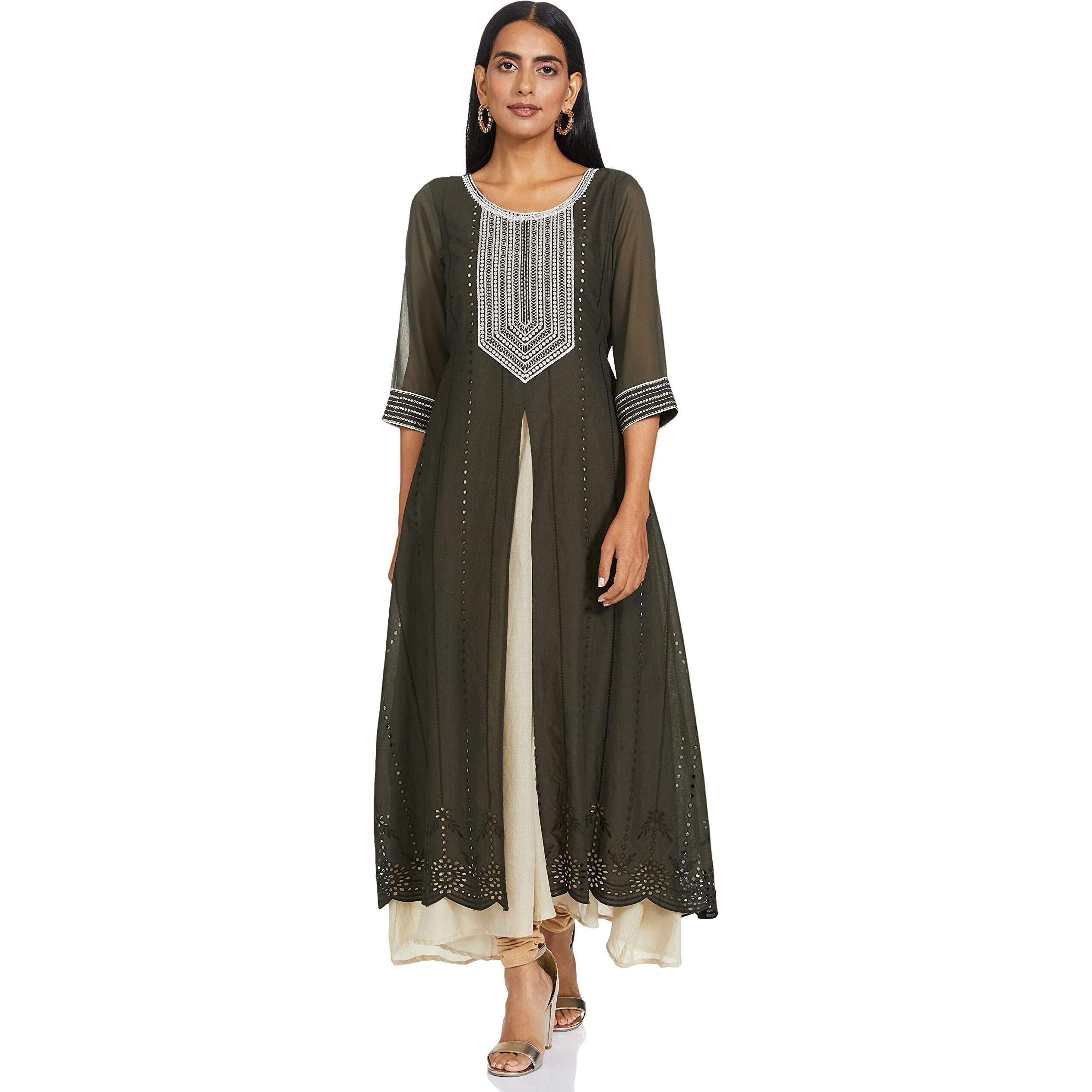 Aurelia Women's Cotton Loose Kurta (20Aud10350-602048_Grey_S)