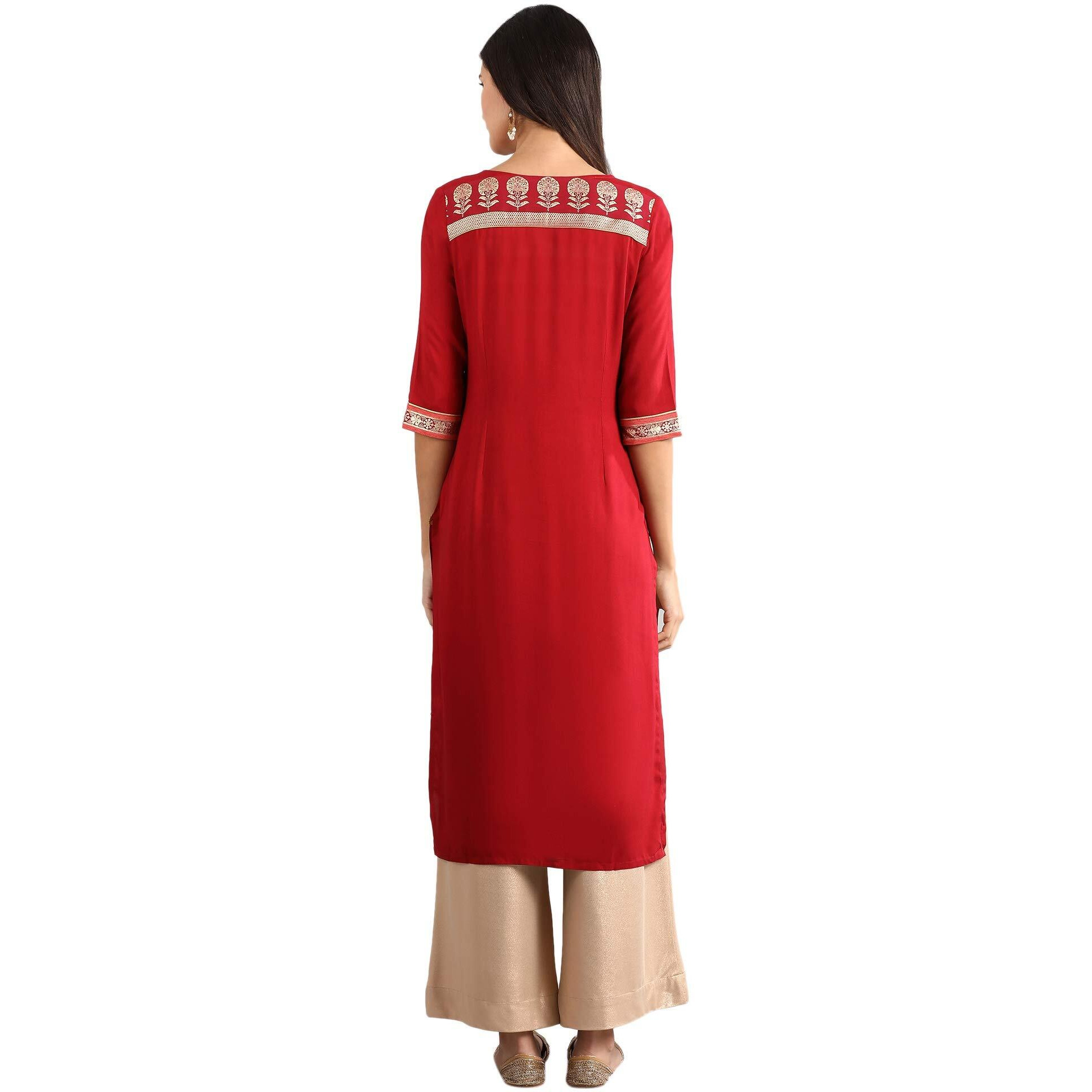 Aurelia Women's Rayon Regular Kurta (21Fea11364-501561_Maroon_Xs)