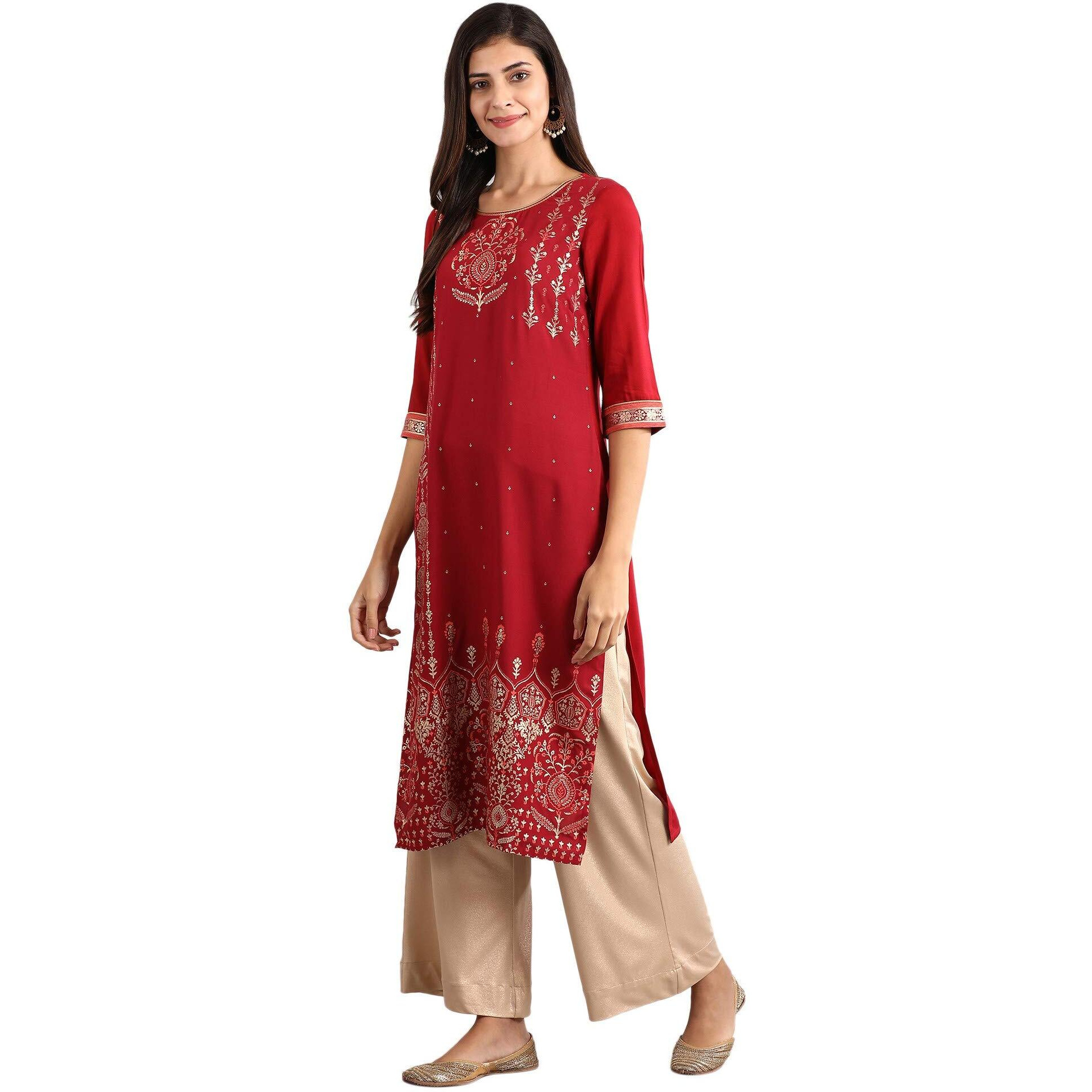 Aurelia Women's Rayon Regular Kurta (21Fea11364-501561_Maroon_Xs)