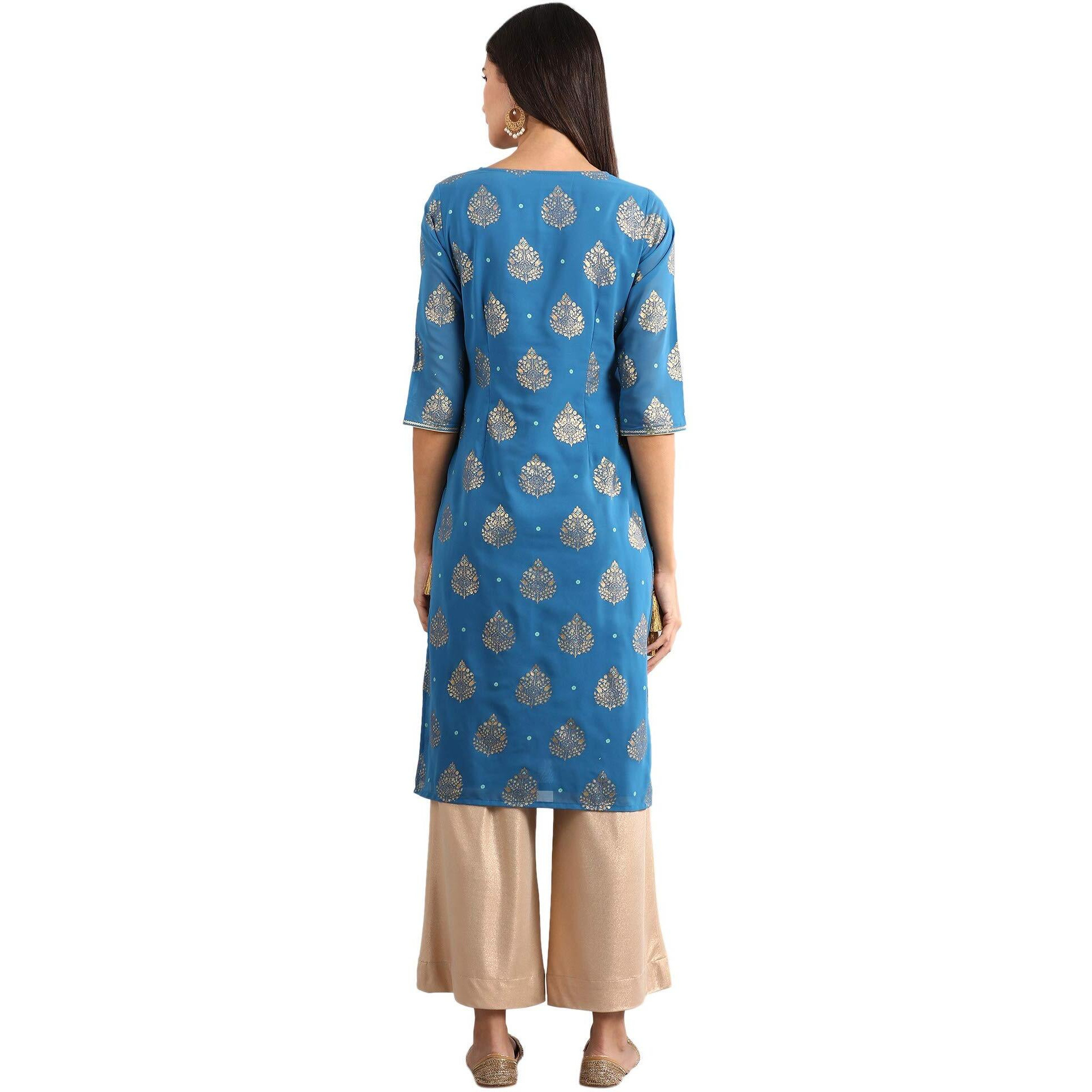 Aurelia Women's Rayon Regular Kurta (21Fea11379-501543_Blue_Xs)