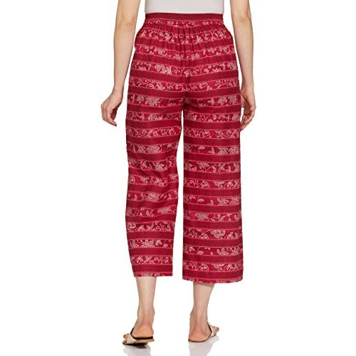 Aurelia Women's Floral Printed Cotton Red Palazzo Ethnic Bottomwear