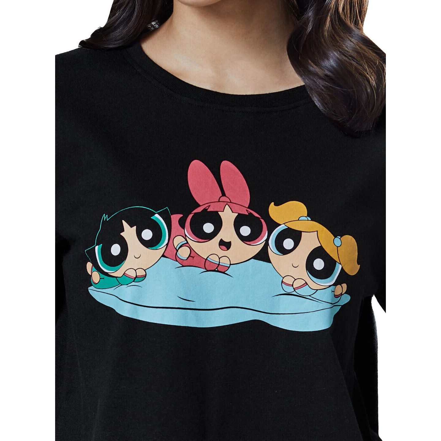 The Souled Store Women Official Powerpuff Girls Slumber Party Edition Black Printed Co-Ord Sets