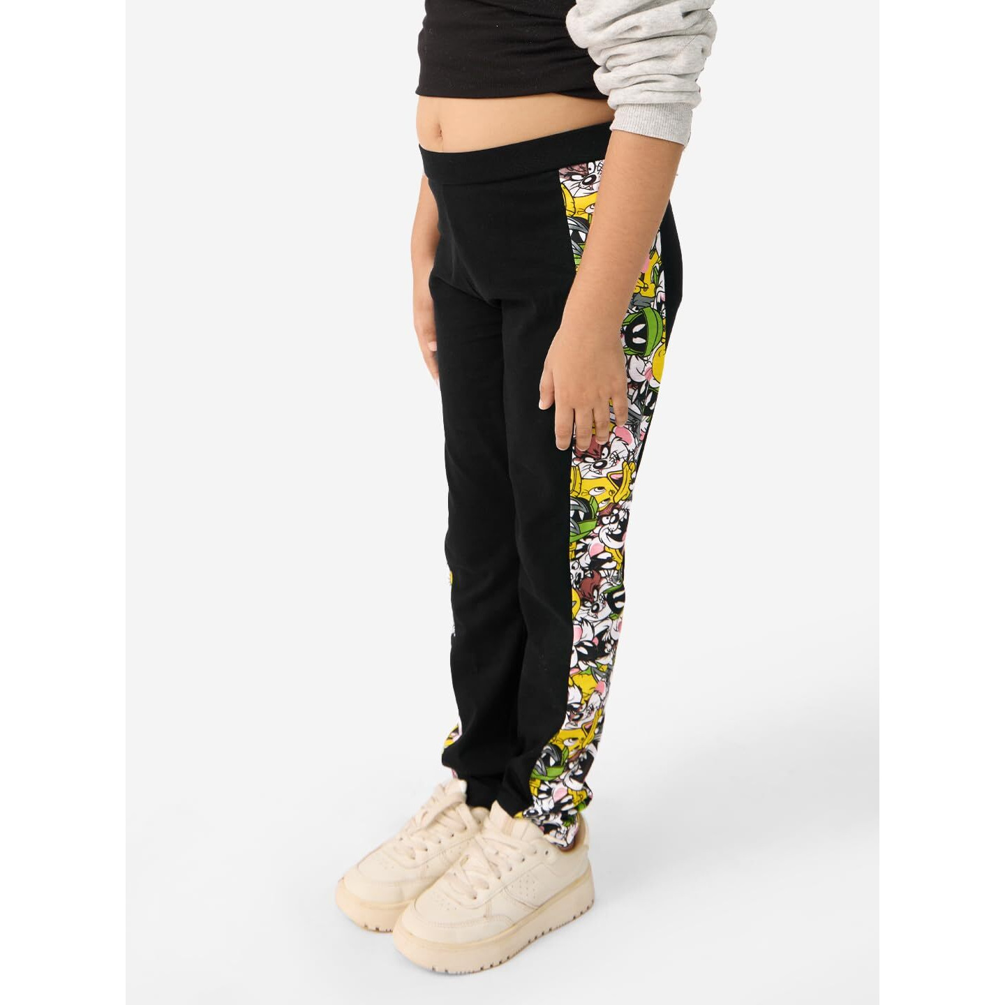 The Souled Store Girl Official Looney Tunes Stripes Black Cotton Leggings
