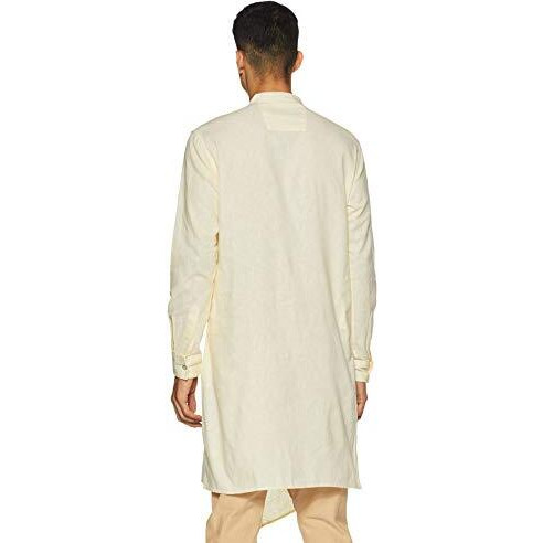 The Indian Garage Co Men's Cotton Slim Fit Kurta (K863L42_Yellow_L)