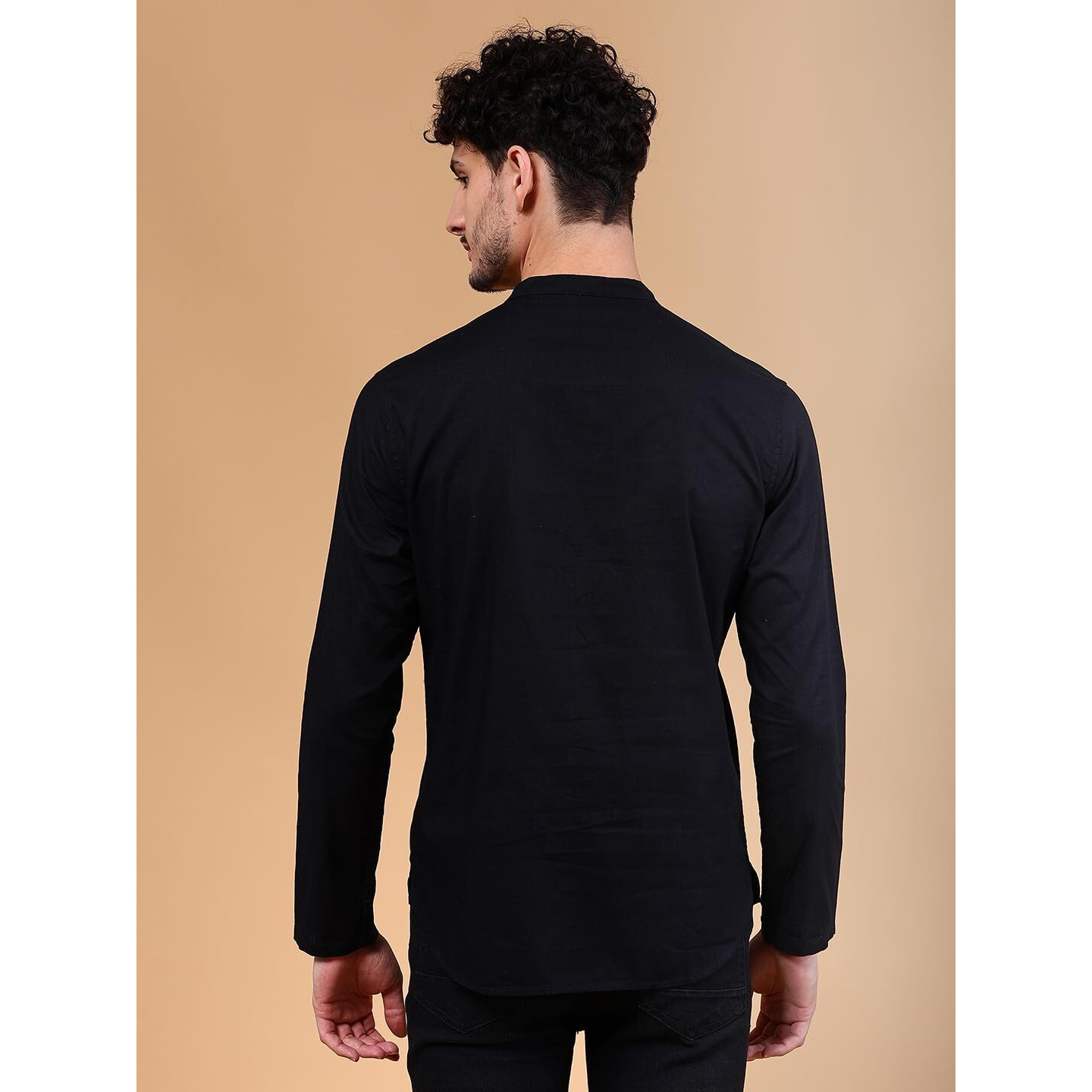 The Indian Garage Co Men's Cotton Slim Kurta (0121-Sk24L29-04_Black