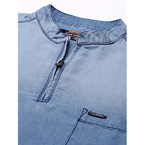 The Indian Garage Co Men's Polycotton Slim Fit Kurta (0321-Dbmsk01L29-03_Blue_2Xl)