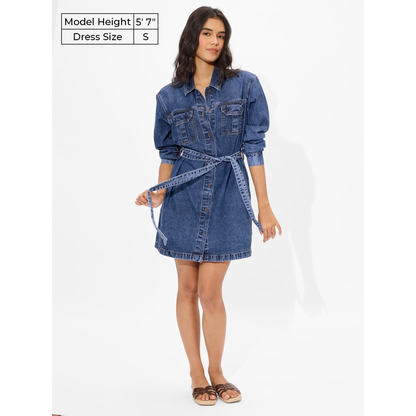 The Souled Store Denim Shirt Dress Iris Women And Girls Long Sleeves Collared Neck Button Front Viscose Blend All Over Printed Shirt Dresses