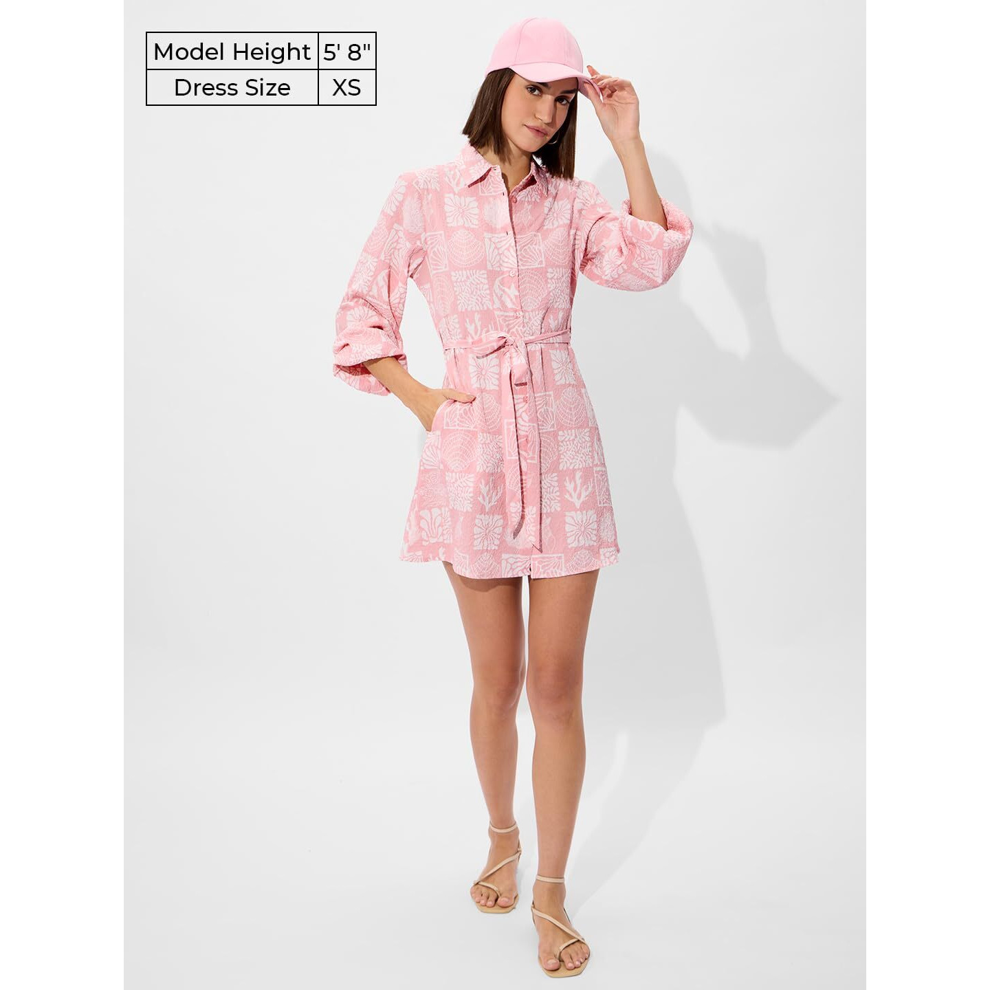 The Souled Store Textured Dress Marina Women And Girls Long Sleeves Collared Neck Button Front Textured Shirt Dress