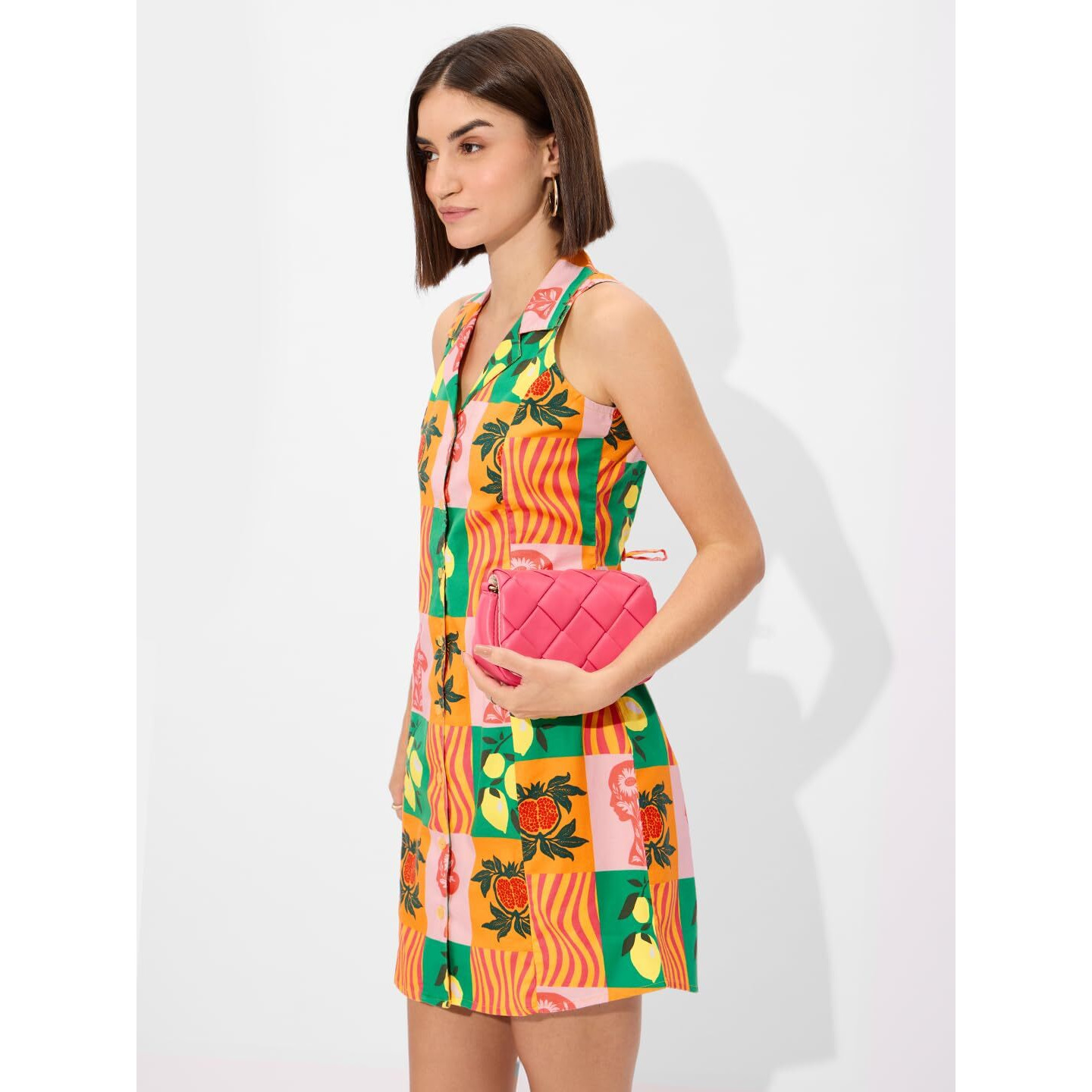 The Souled Store Ambrosia Women And Girls Long Sleeves Collared Neck Button Front Textured Shirt Dress