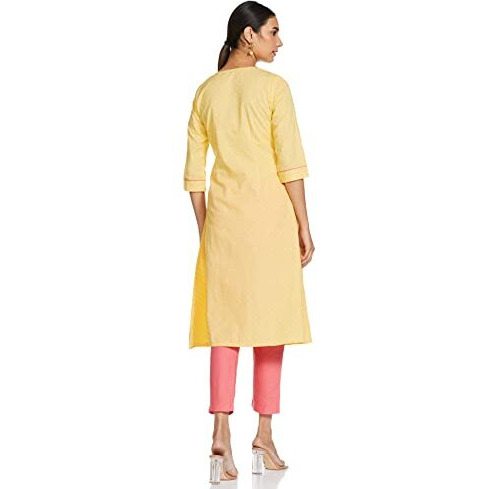 Aurelia Womens Cotton Kurta & Pant (21Onas12608-702672-Yellow-S)