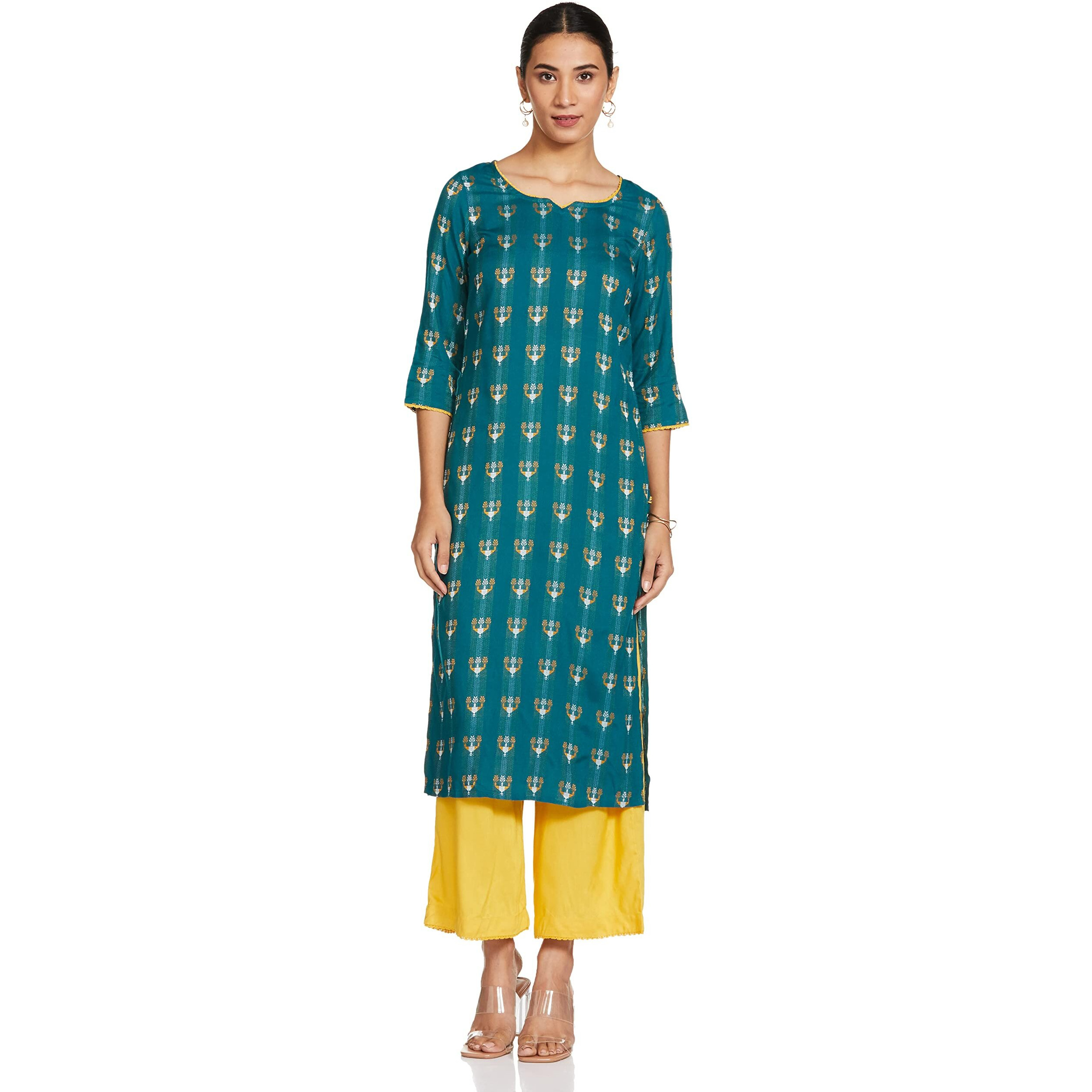 Aurelia Womens Rayon Kurta & Palazzo (21Onas12612-702680-Green-M)