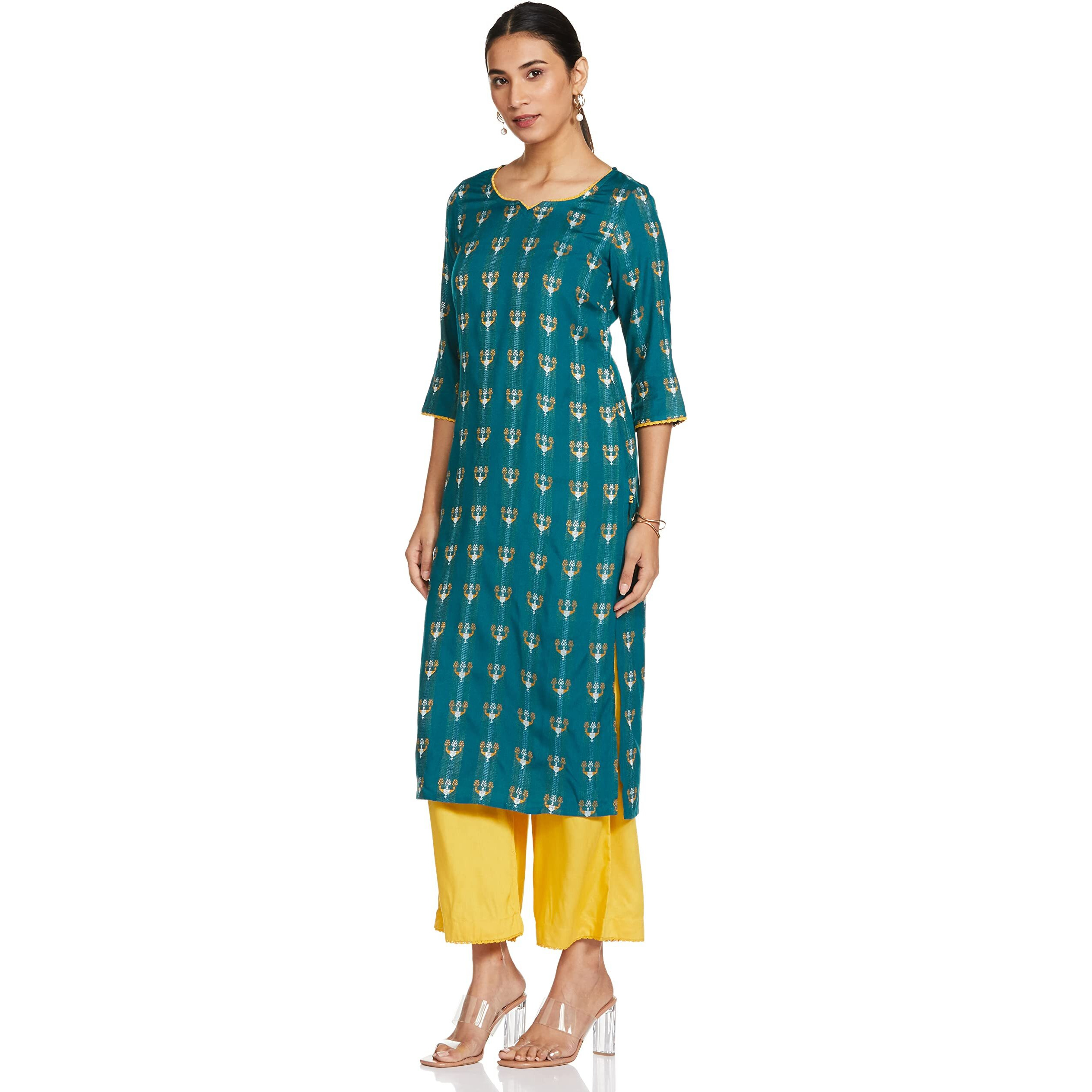 Aurelia Womens Rayon Kurta & Palazzo (21Onas12612-702680-Green-M)