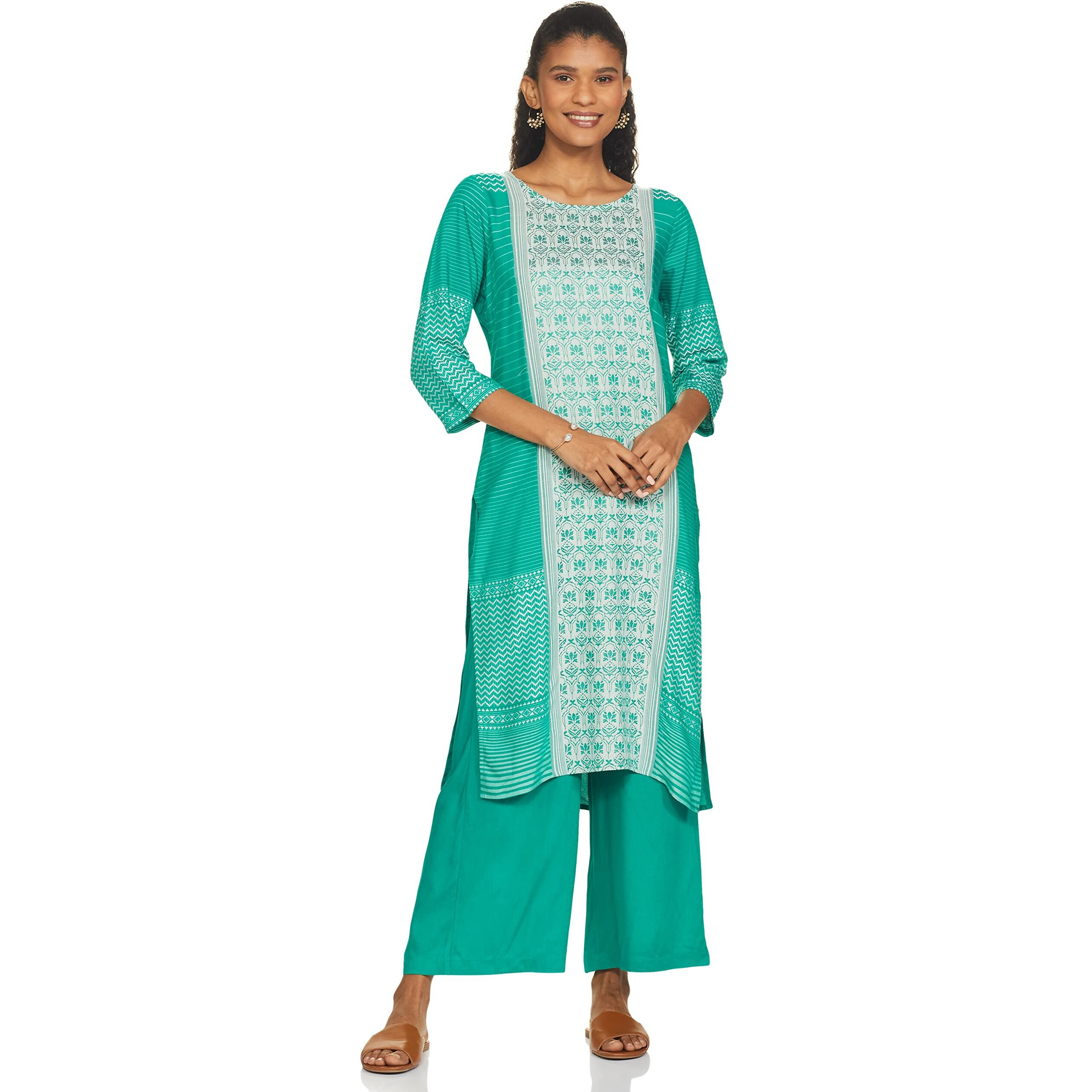 Green Printed Kurta-Palazzo Set