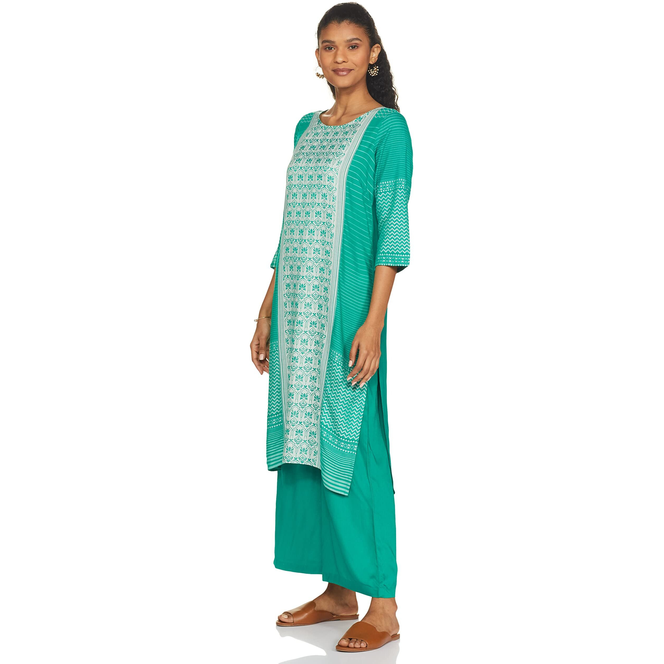 Green Printed Kurta-Palazzo Set
