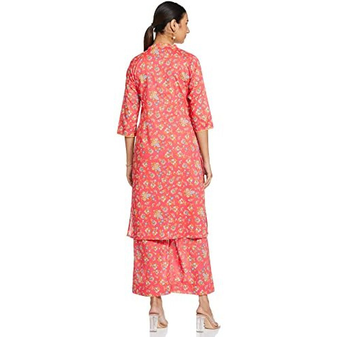 Aurelia Women's Cotton Kurta Palazzo (21Onas12607-502571-Pink-S_Rose Of Sharon_S)