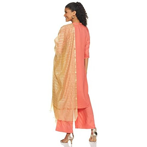 Aurelia Women's Rayon Kurta Pant With Dupatta (21Onas12345-603276-Peach-S), Small, Pink