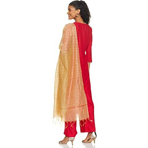 Aurelia Geometric Printed Maroon Zari Embroidered Kurta Dupatta Bottomwear