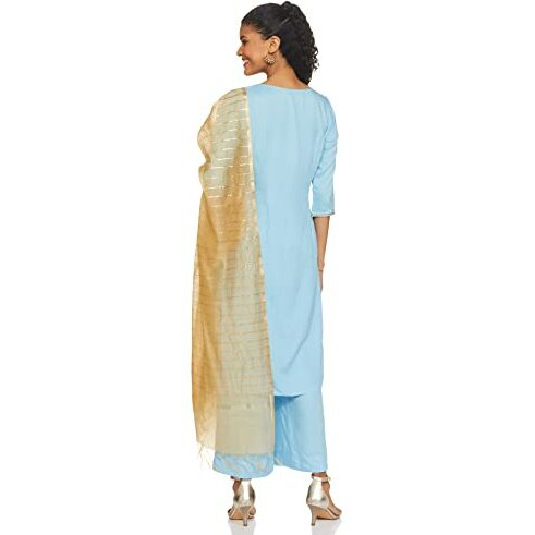 Aurelia Women's Rayon Kurta, Palazzo & Dupatta (21Onas11085-603279_Sky Blue_2Xl)