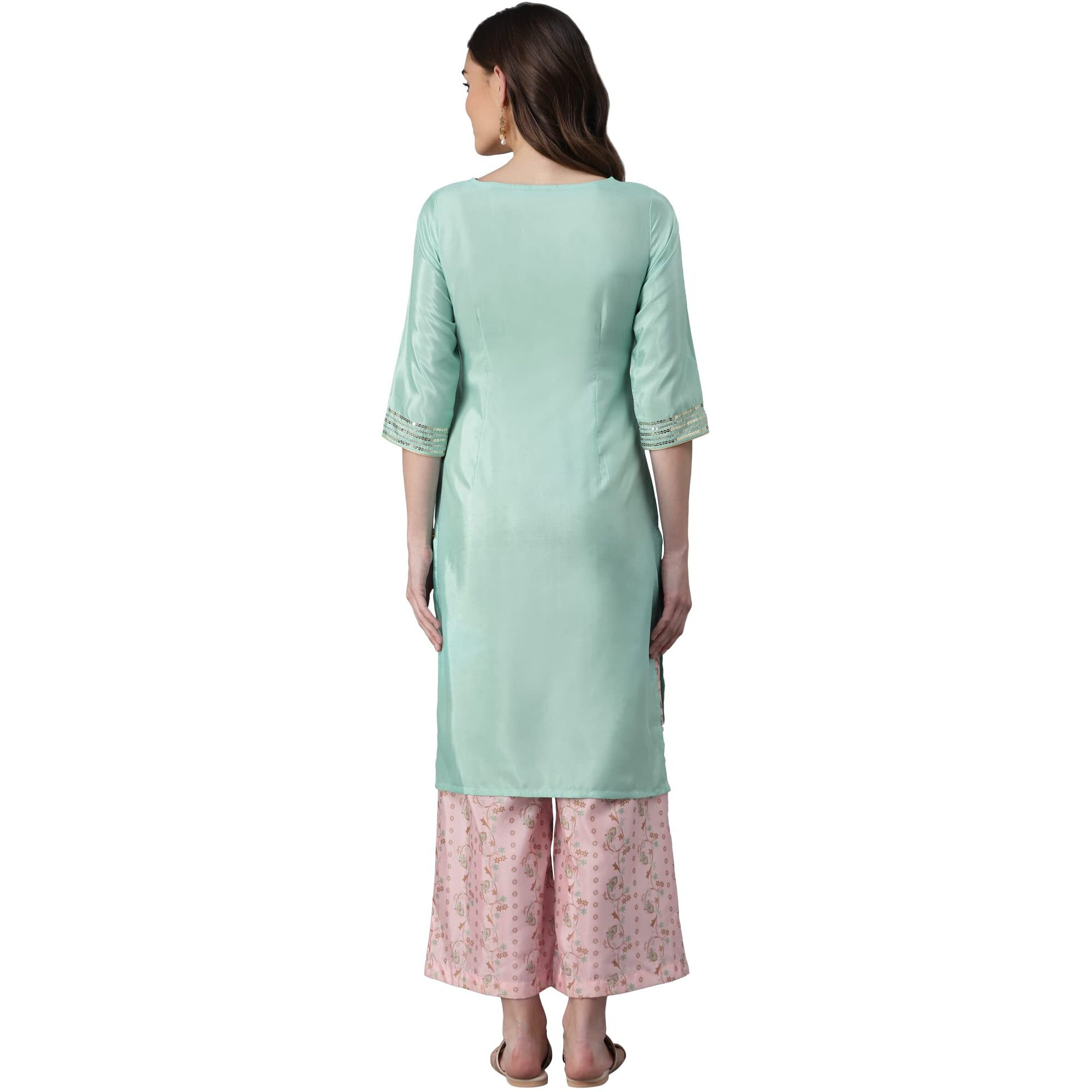 Aurelia Women's Polyester Kurta-Straight Palazzo (21Onas12897-603782_Green_S)
