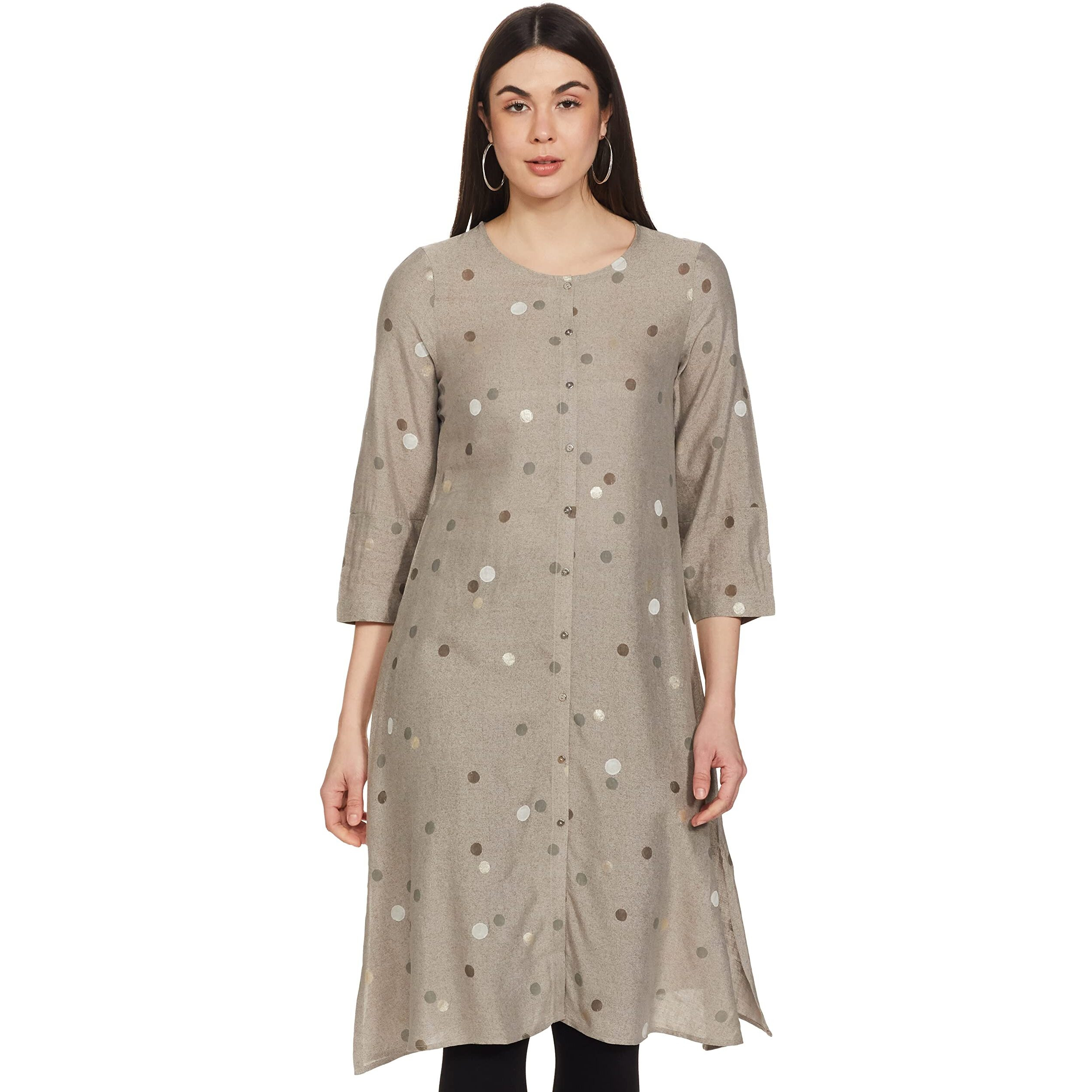 W For Woman Smoke Grey A-Line Kurta_22Few17277-116731_L