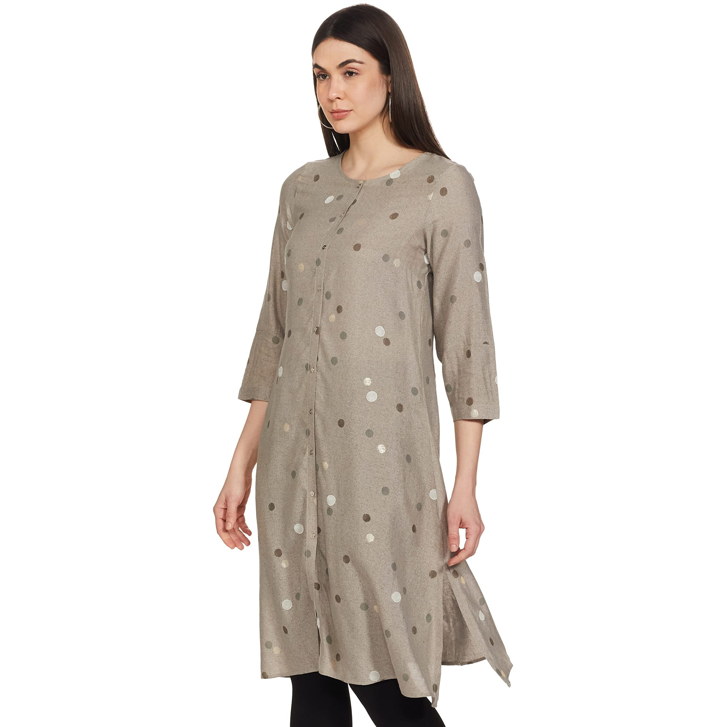 W For Woman Smoke Grey A-Line Kurta_22Few17277-116731_2Xl