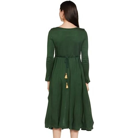 Green Winter Dress With Zari Embroidery