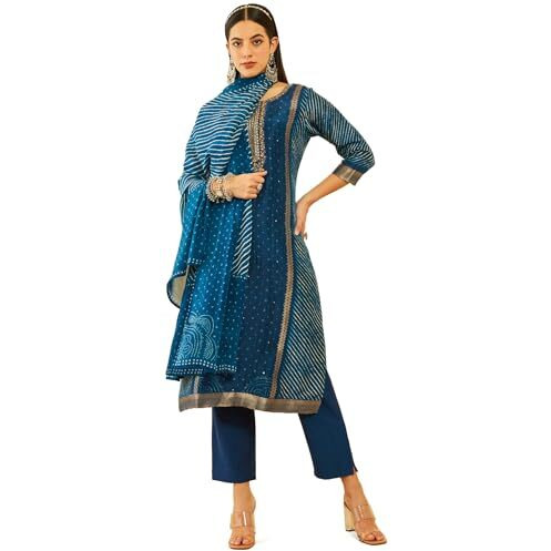 Soch Women's Brocade Chudidar Set (Ews4Cd20397B_Blue_S)