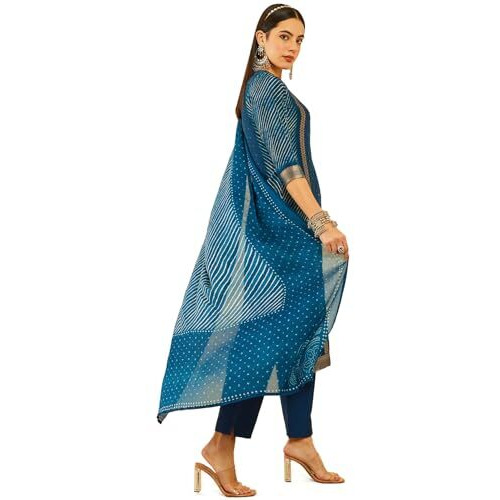 Soch Women's Brocade Chudidar Set (Ews4Cd20397B_Blue_S)