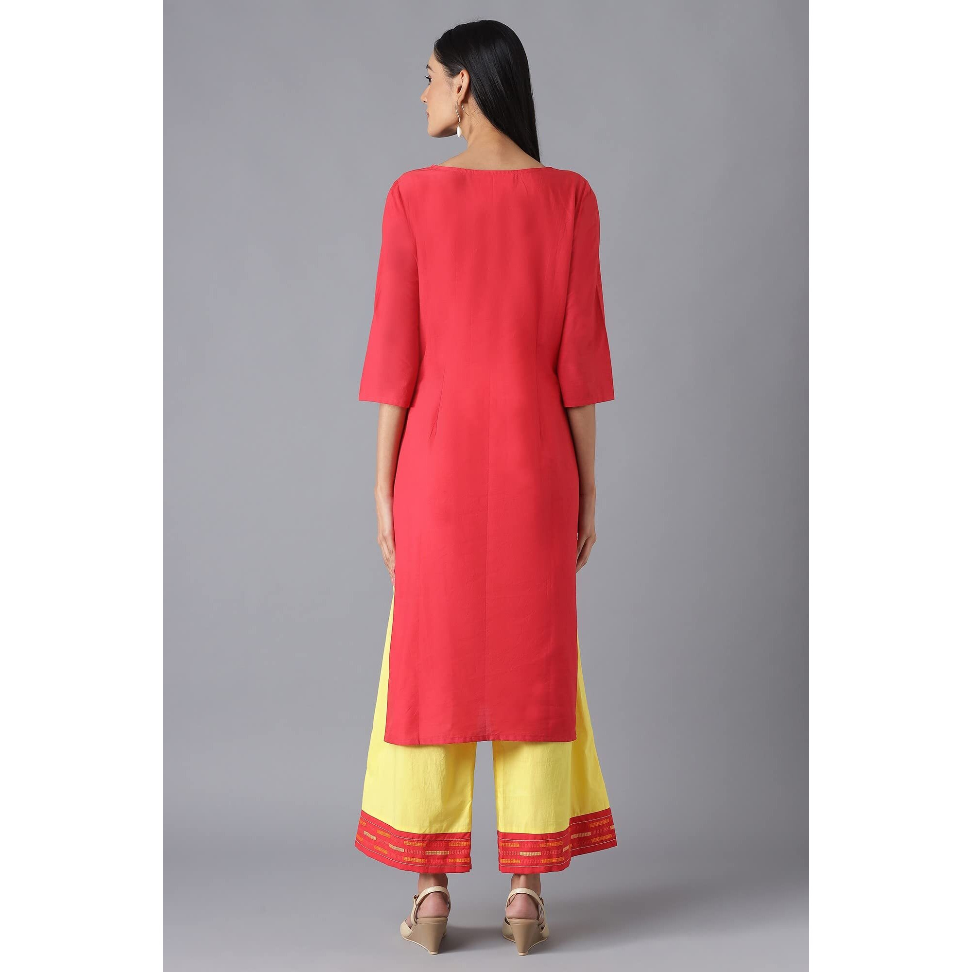 Aurelia Women's Cotton Kurta & Palazzo (22Feas13086-701895_Red_M)