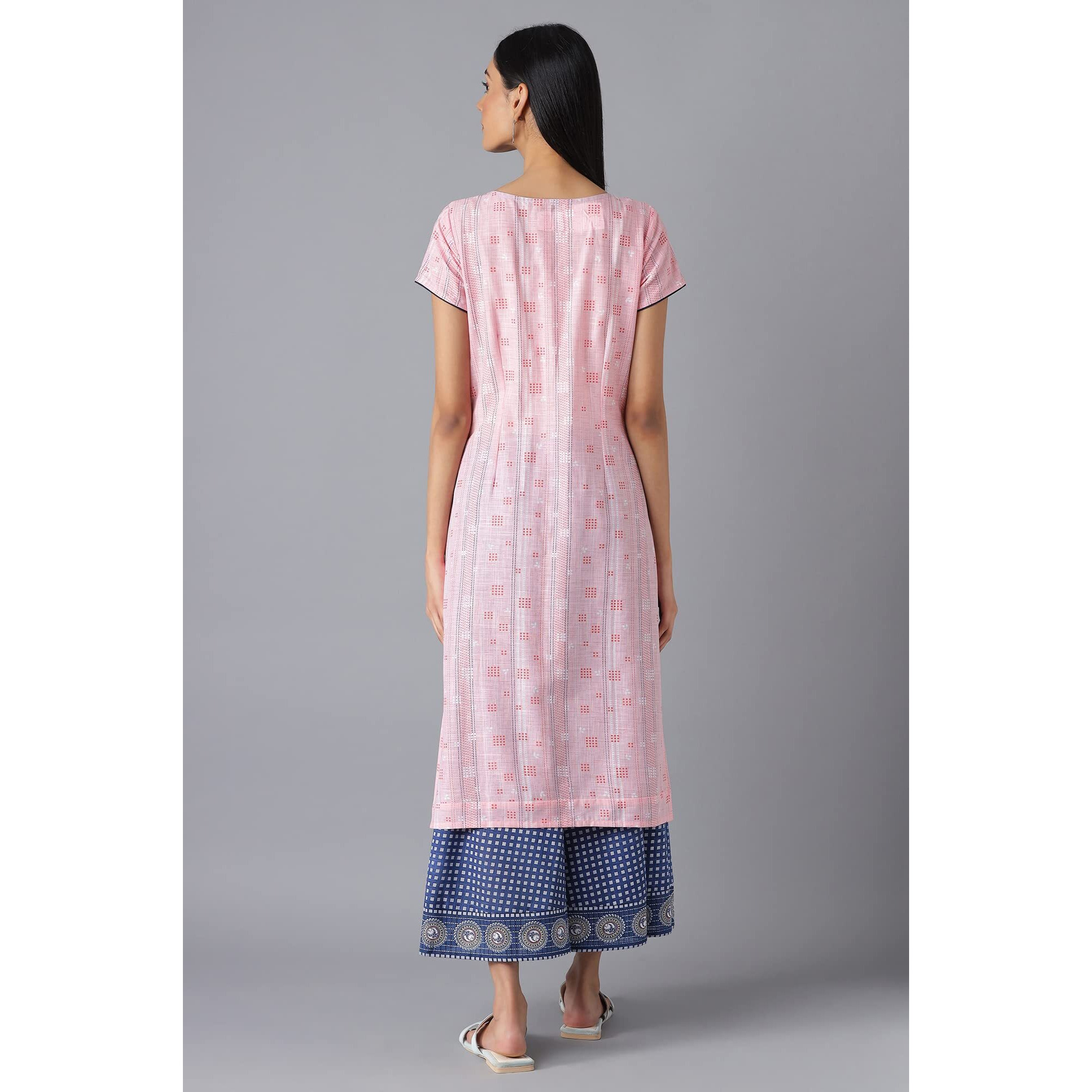 Aurelia Women's Cotton Animal Print Regular Kurta (22Fea12930Ss-503639_Quartz Pink_S)