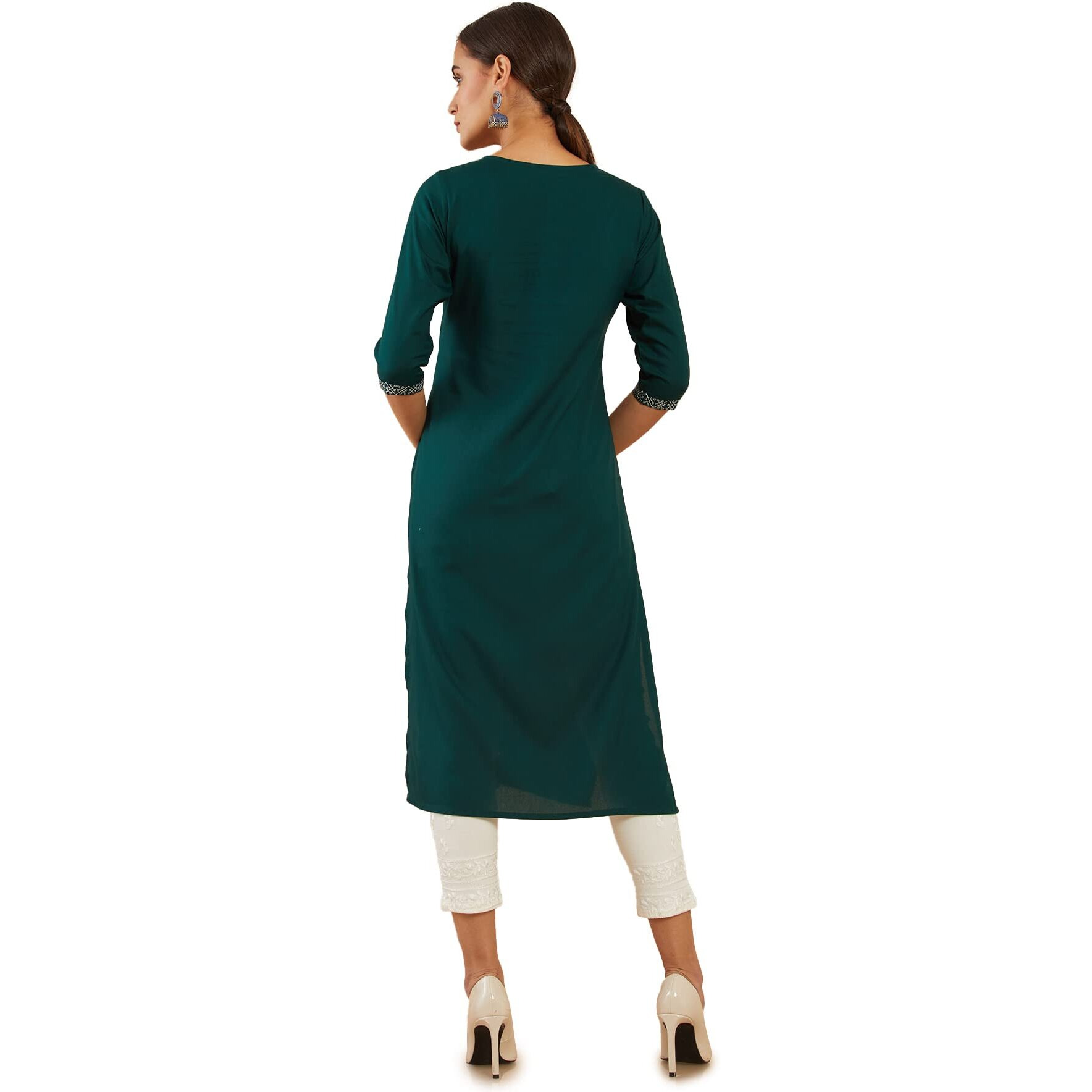 Soch Women's Rayon Embroidered Regular Dress Shirt (Smua1Ku9023A_Green