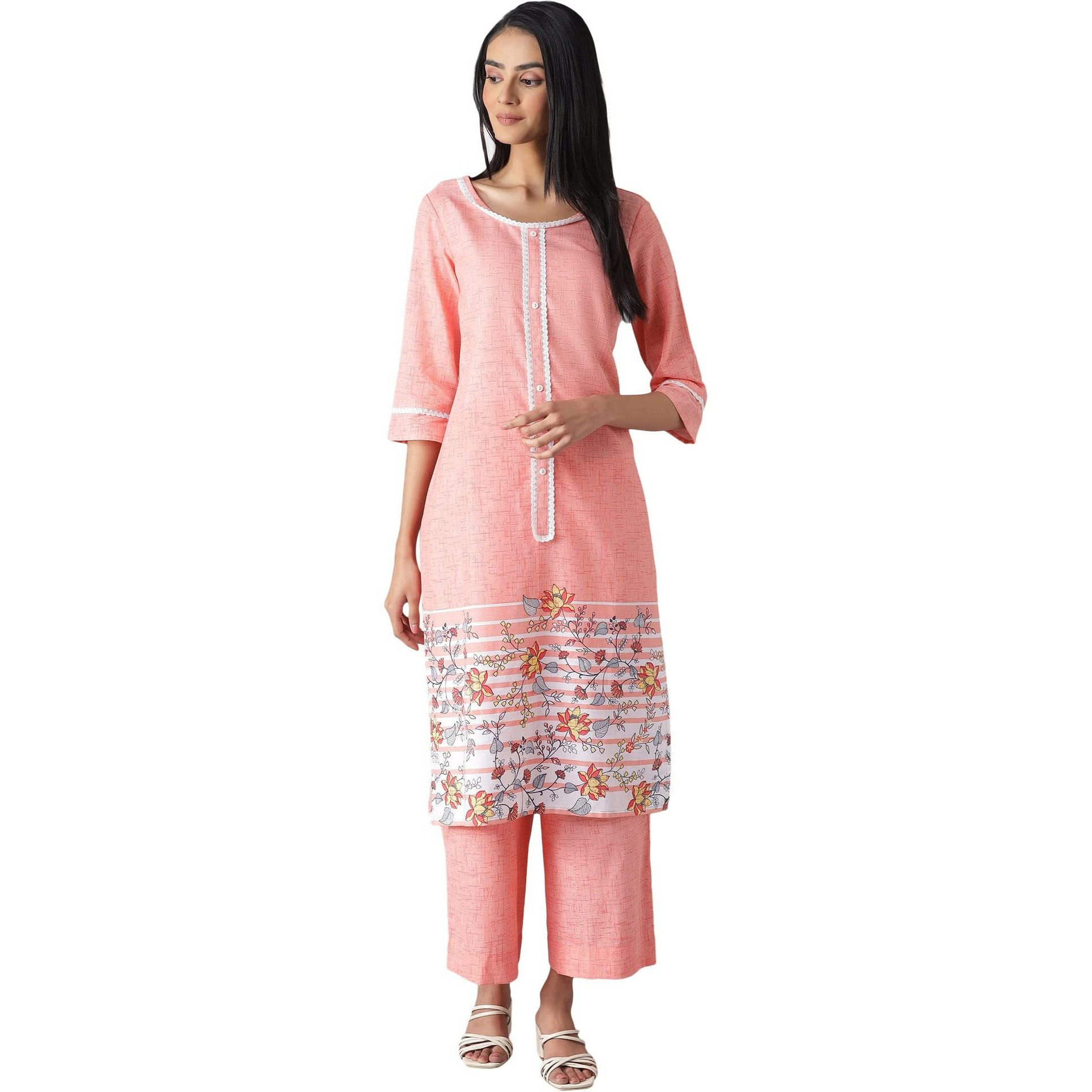 Aurelia Women's Viscose Kurta & Cullote (22Feas12936-503678_Peach_2Xl)