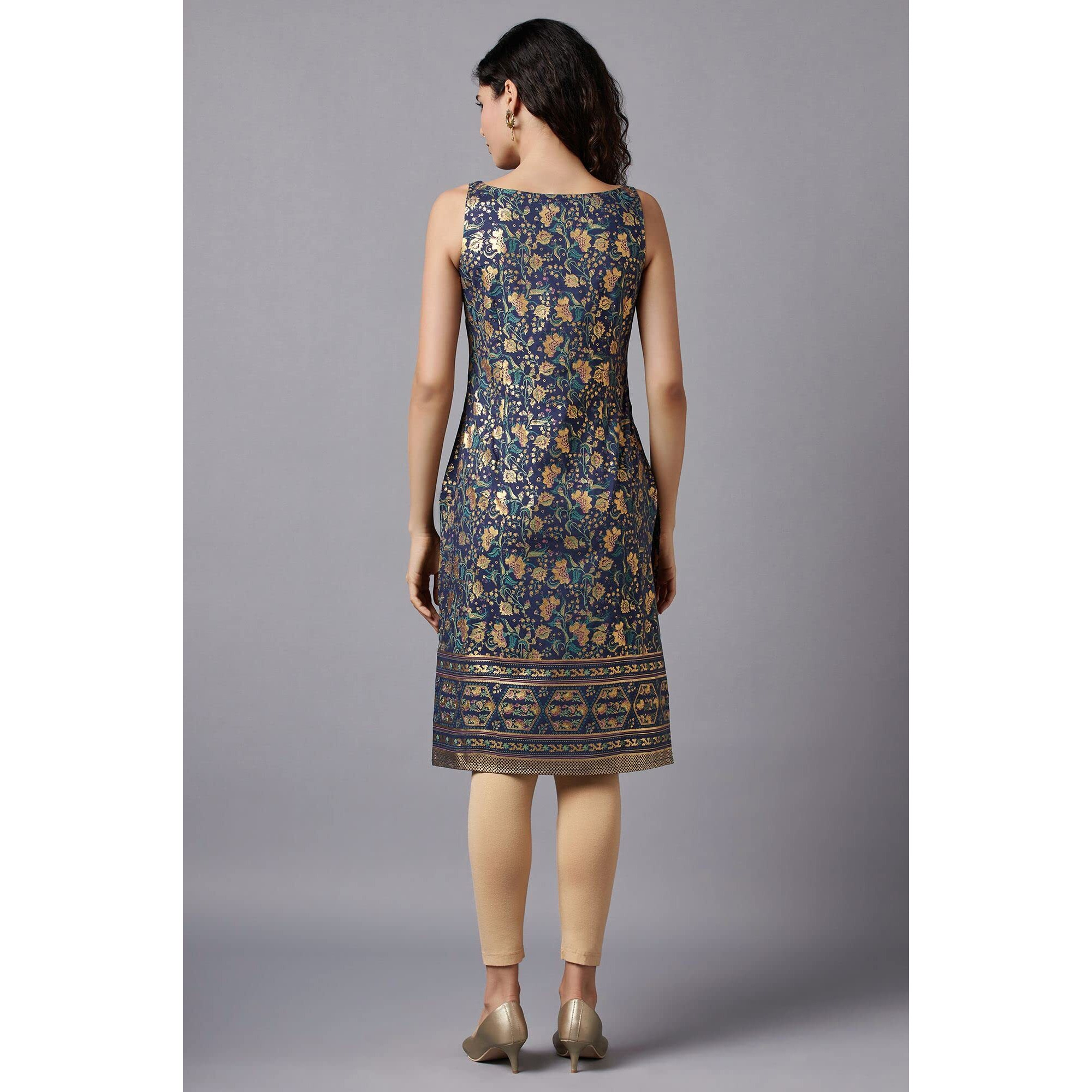 Aurelia Blue Sequin Foil Regular Kurta