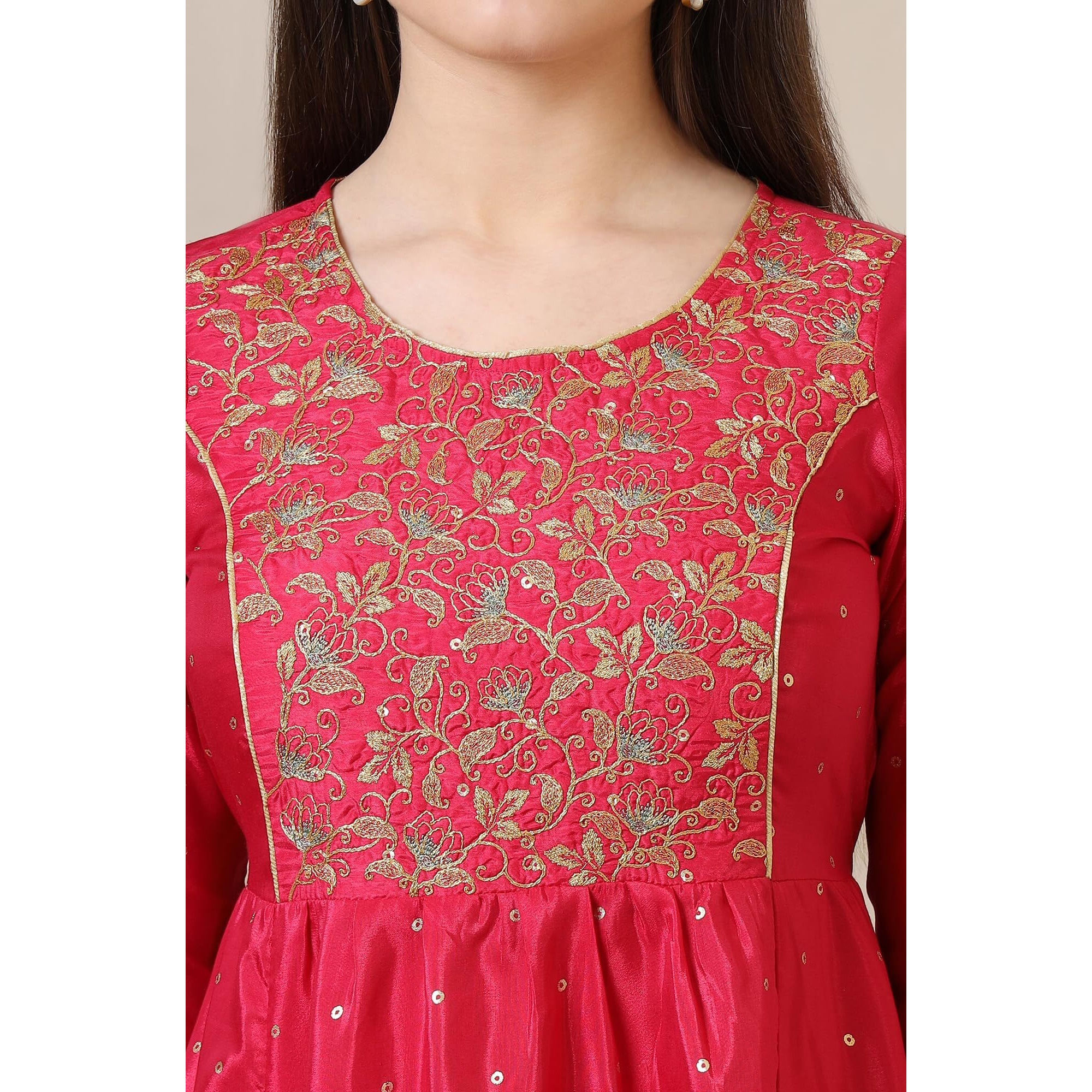 Aurelia Women's Polyester Polka Dots Loose Kurta (22Fea13147-505214_Pink_Xs)