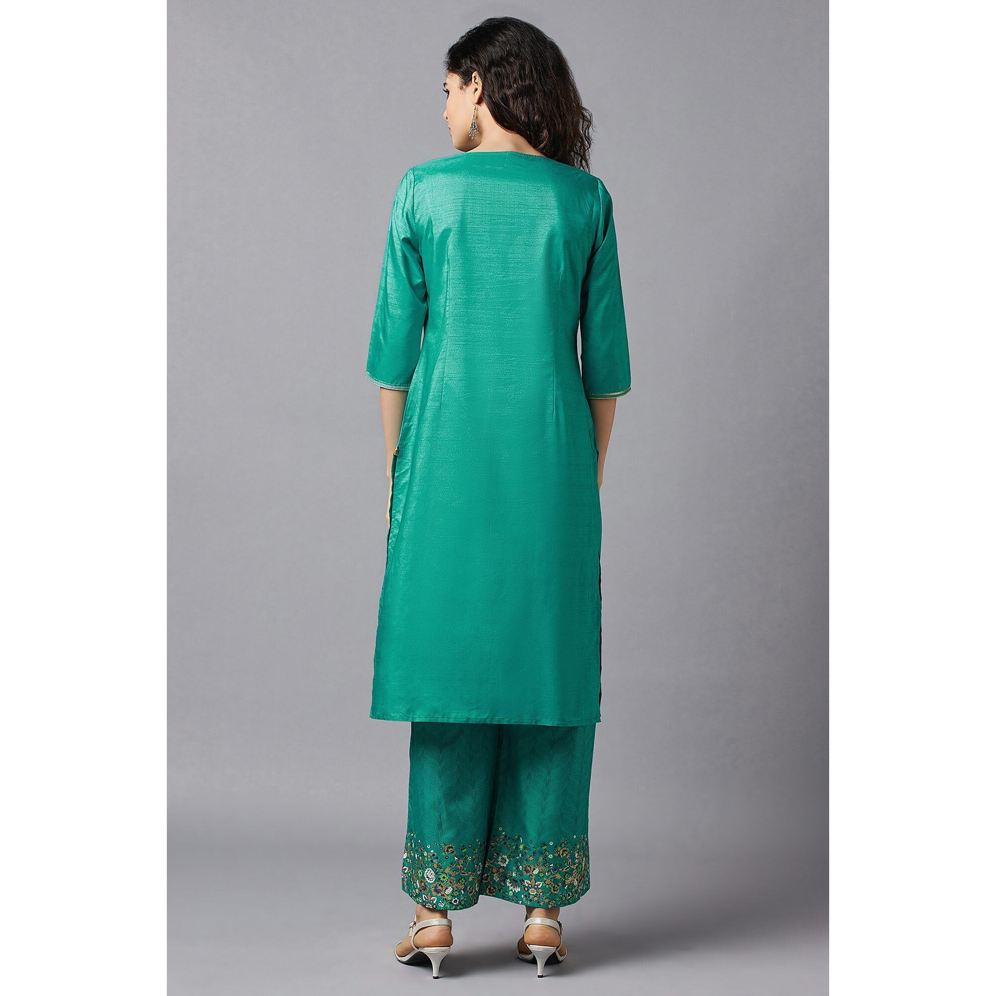 Aurelia Women's Floral Printed Straight Kurta Set With Palazzos_22Feas13151-505211_Xs
